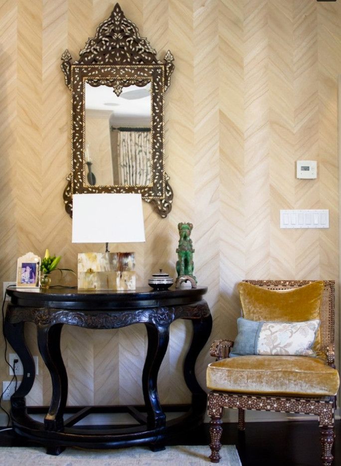 Maya Romanoff For A Spaces With A Wood Veneer Wall - HD Wallpaper 