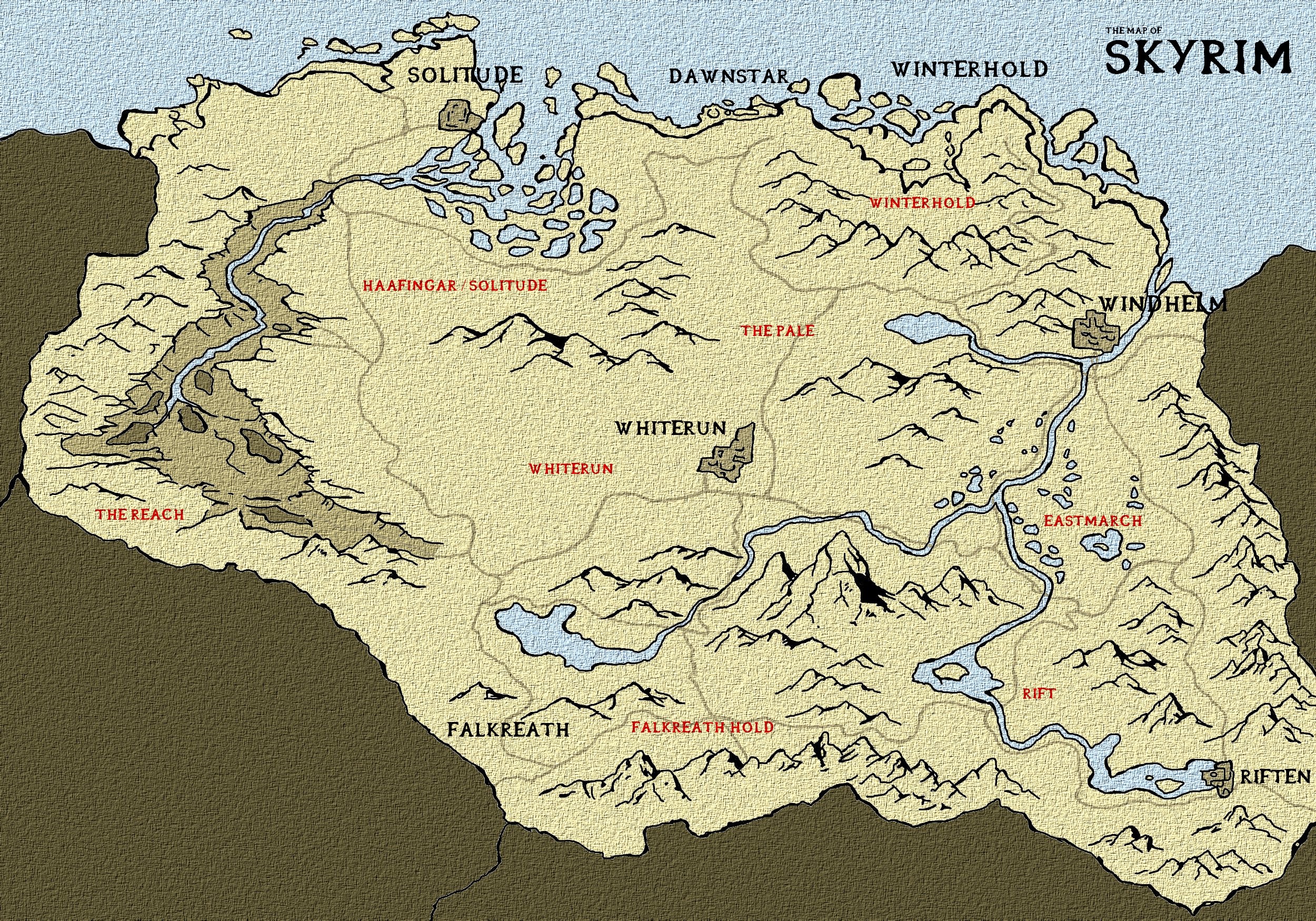 The Map Of Skyrim By Theonepistol 
 Data Src Top Skyrim - Skyrim Map - HD Wallpaper 