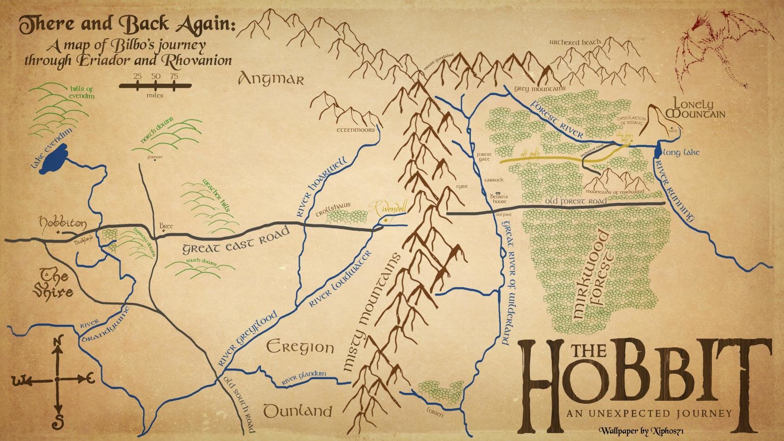 Best The Lord Of The Rings Background Id - Hobbit Map Of Bilbo's Journey - HD Wallpaper 