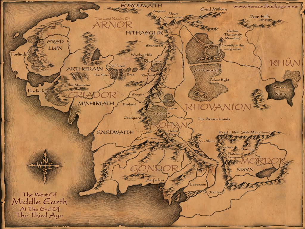 There And Back Again [click For Larger Image] - Map Of Middle Earth - HD Wallpaper 