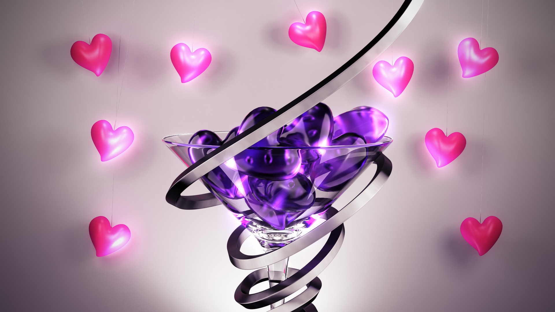3d Images Of Love Hearts - HD Wallpaper 
