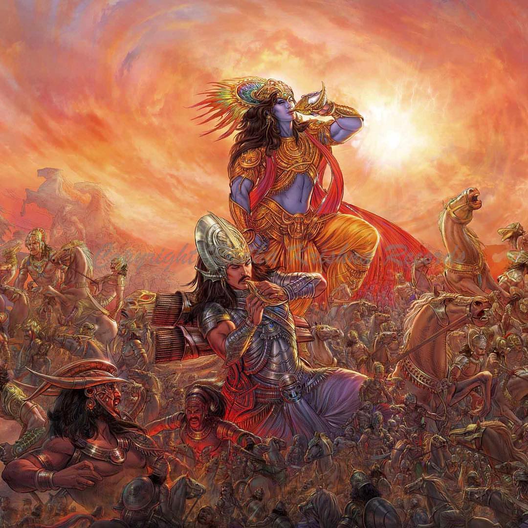 Krishna And Arjuna Art - HD Wallpaper 