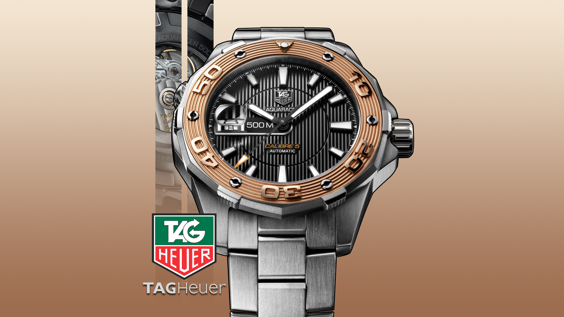 Tag Heuer Aquaracer Calibre 5 Gold Bezel - HD Wallpaper 