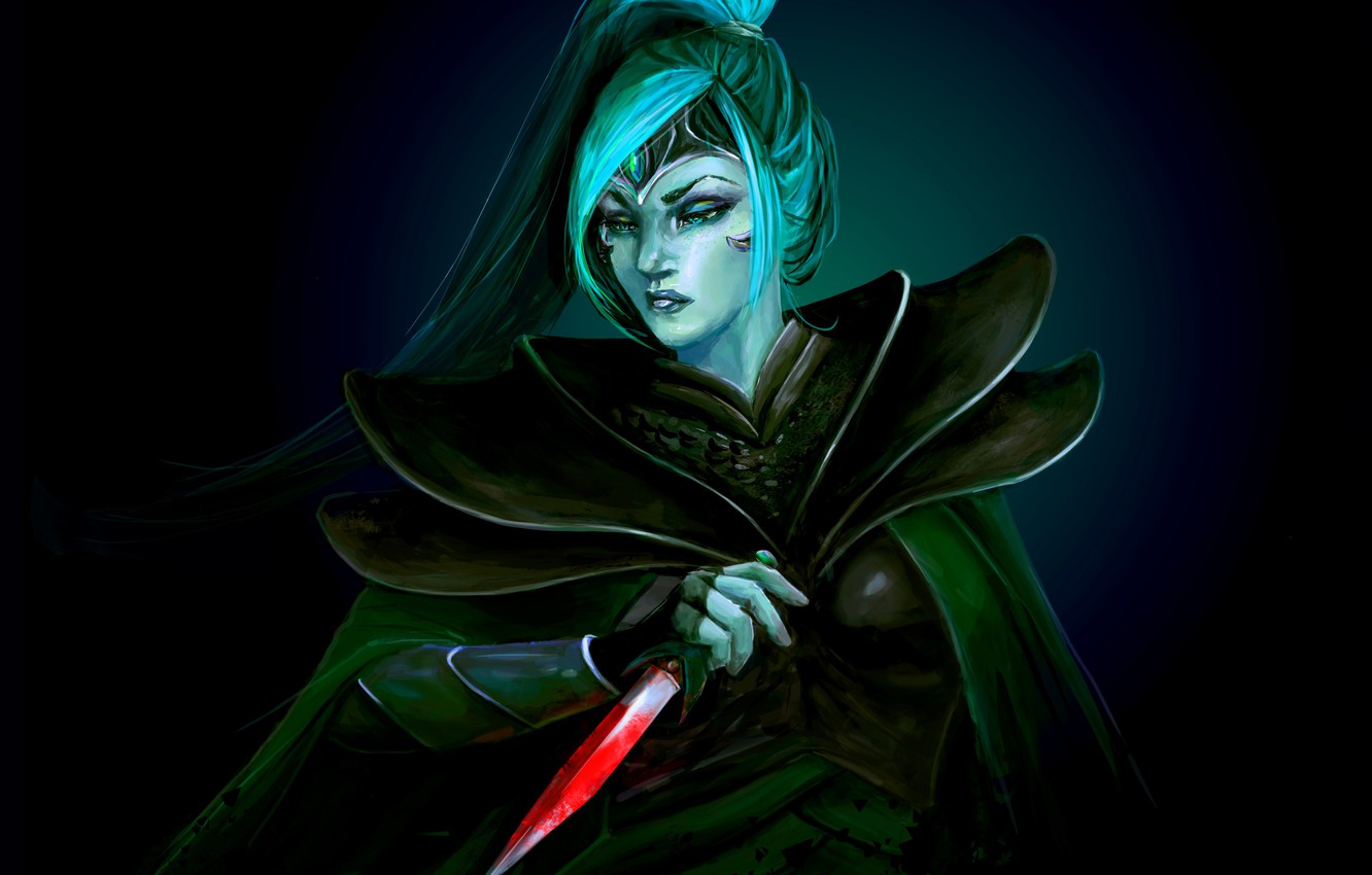 Photo Wallpaper Girl, Weapons, Blood, Art, Beauty, - Dota 2 - HD Wallpaper 