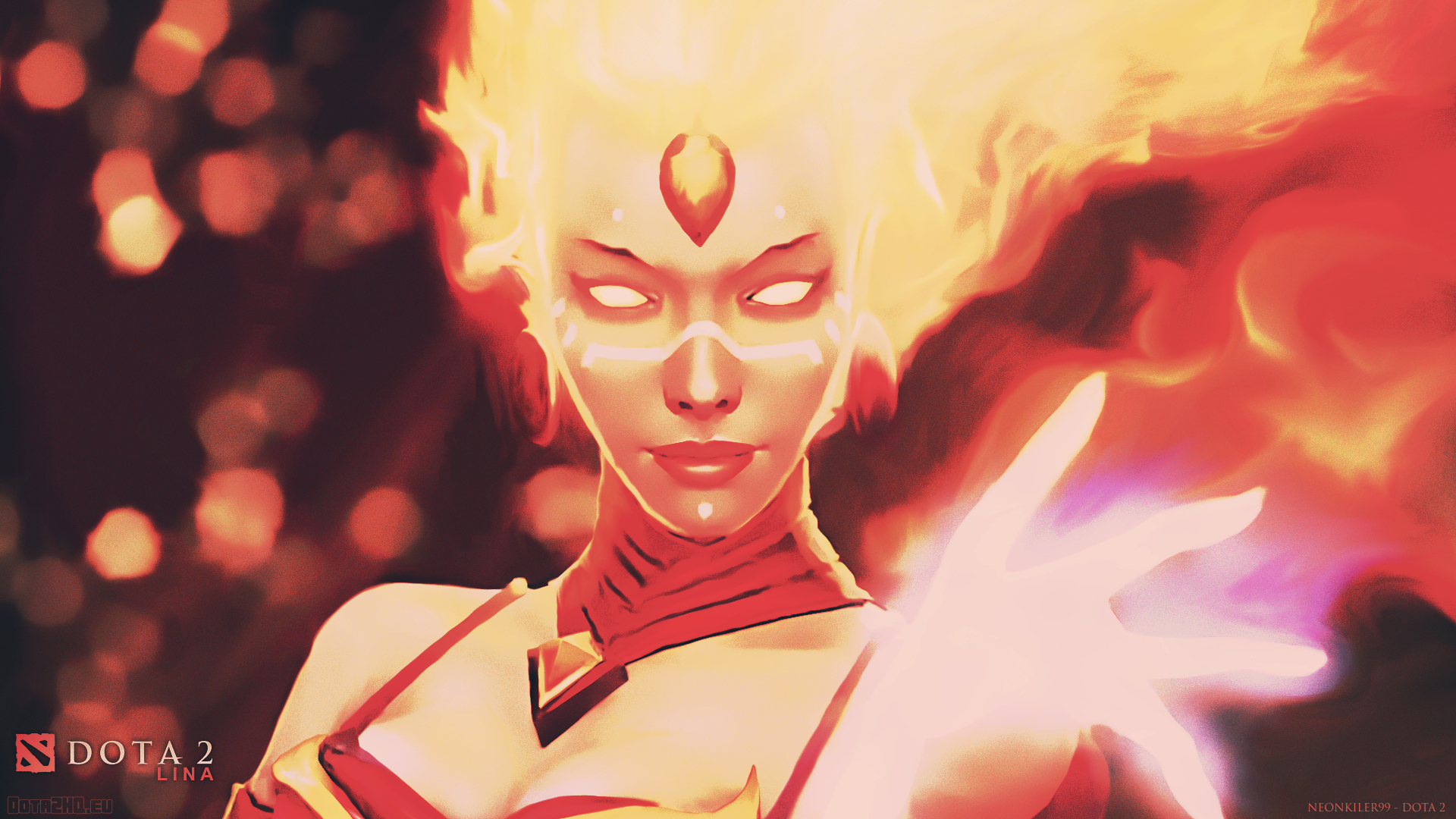 Lina Wallpaper Dota 2 - HD Wallpaper 