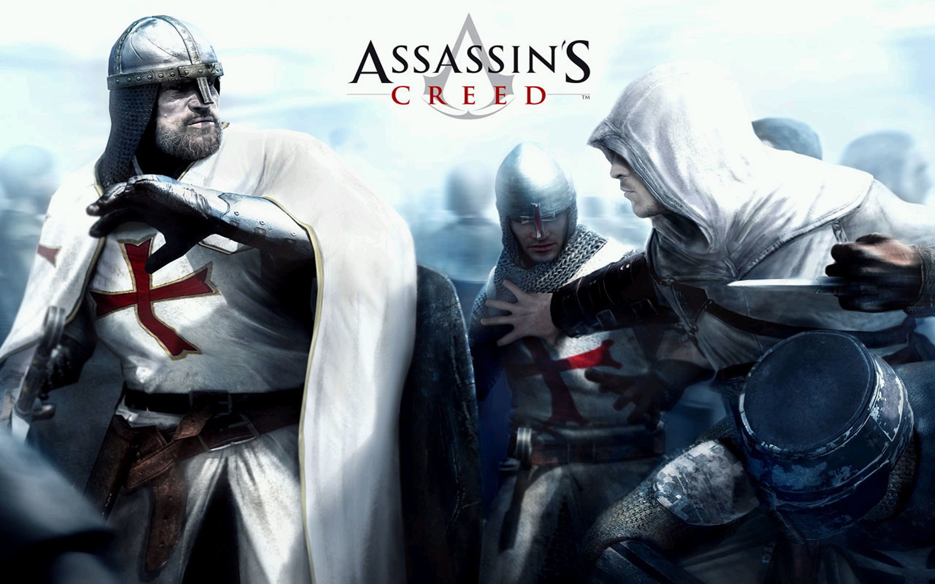 1920x1200, Altair Fighting Templar Knights - Assassin And Knight Templar - HD Wallpaper 