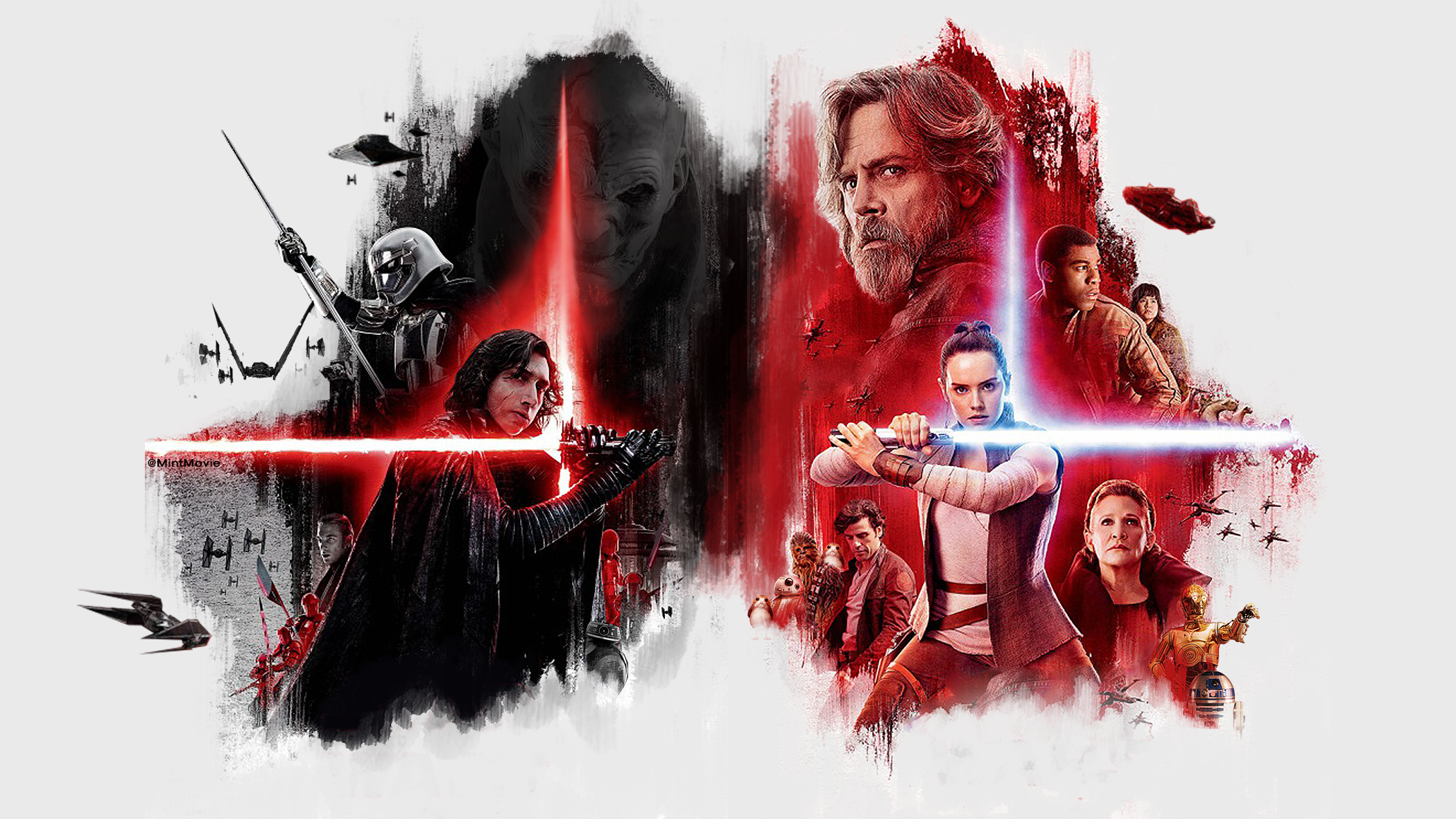 Star Wars Wallpaper Rey And Kylo - HD Wallpaper 
