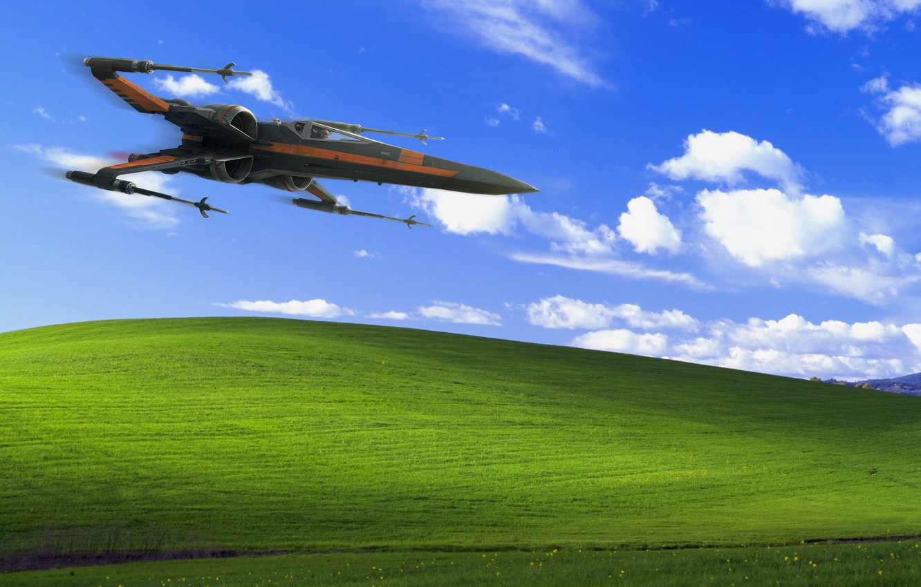 Photo Wallpaper Fighter, Star Wars, Hill, Landscape, - Windows Xp - HD Wallpaper 