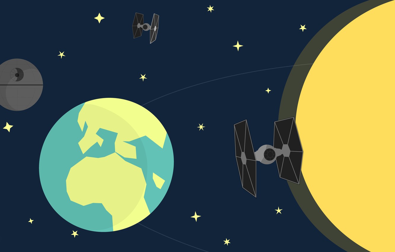 Photo Wallpaper Space, The Moon, Earth, Star Wars, - HD Wallpaper 