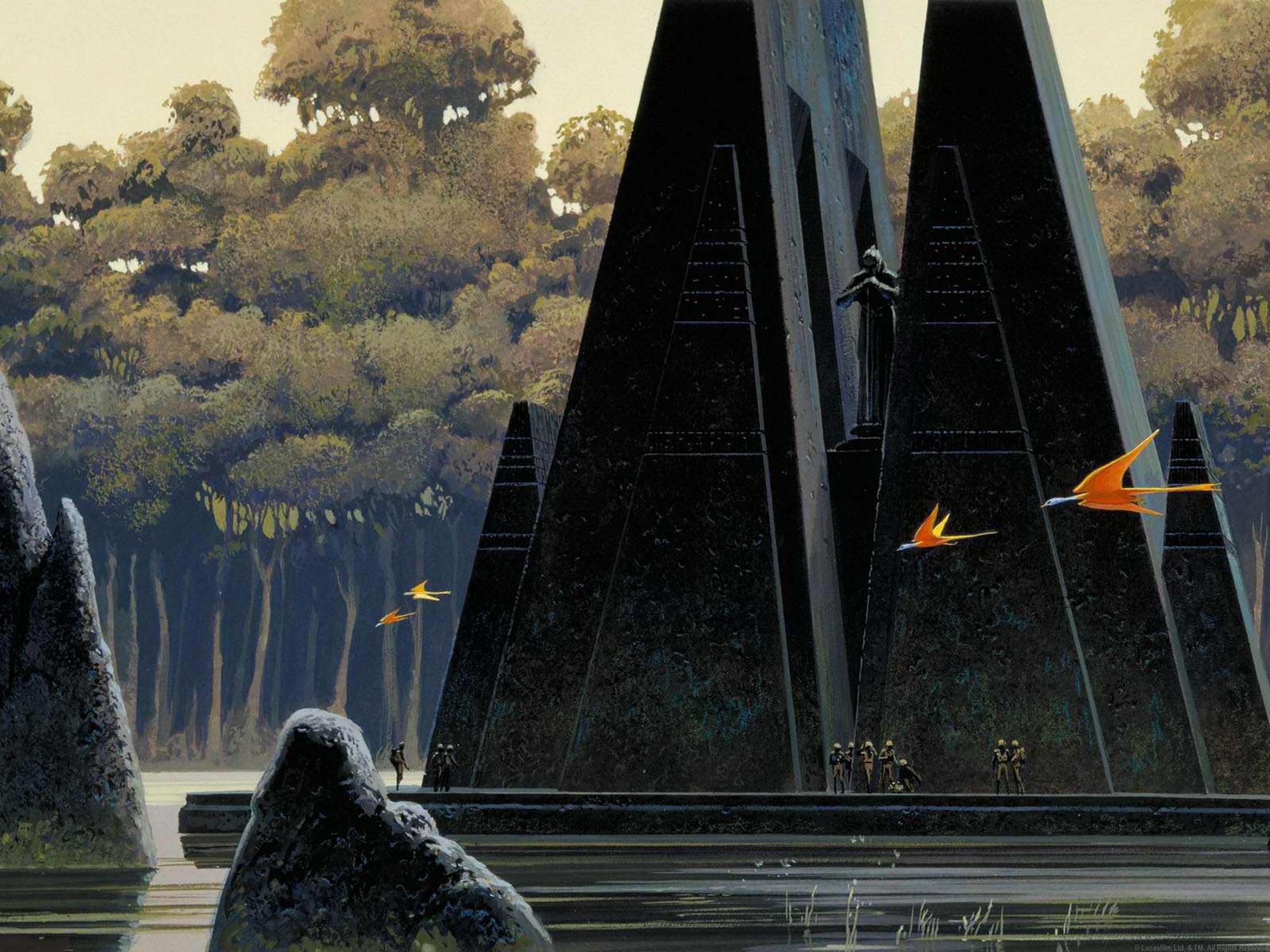 Star Wars Landscapes Trees M - Jedi Temple Concept Art - HD Wallpaper 