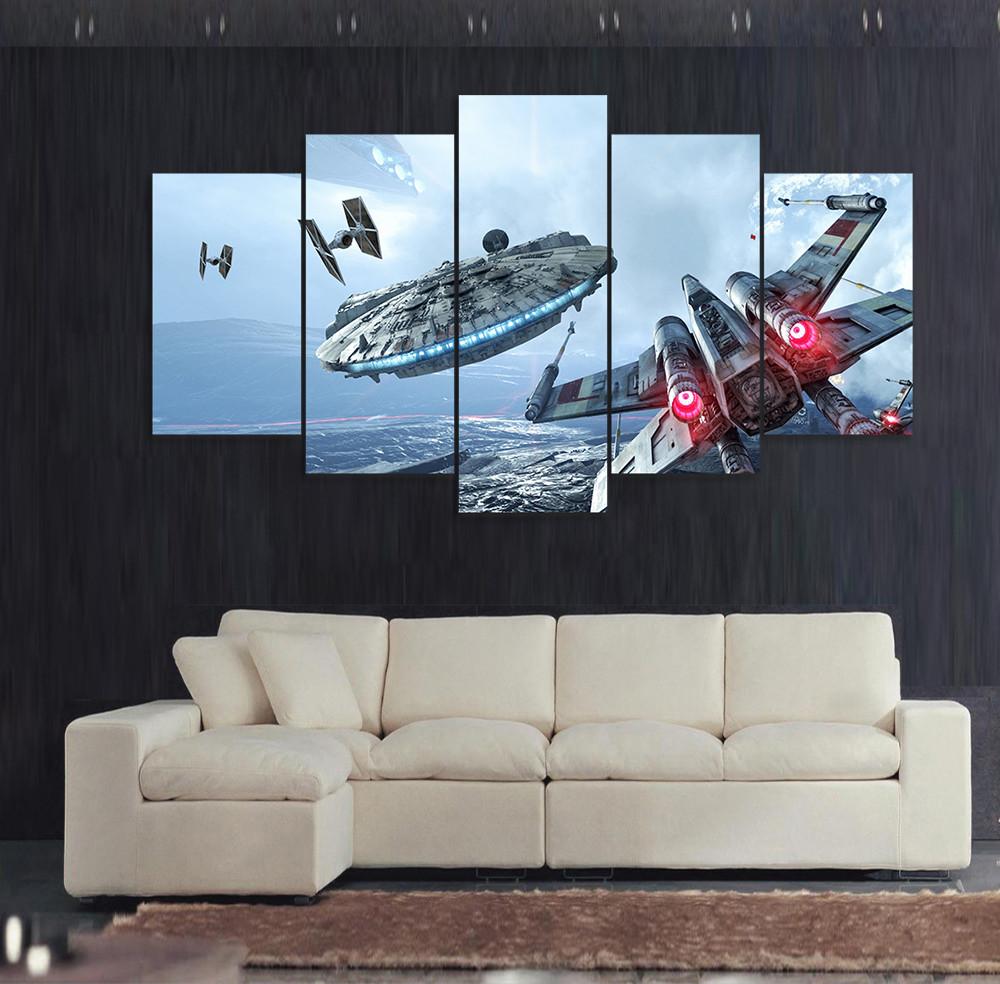 Brilliant Star War Wall Art Color Andrew Living Fantastic - 5 Panel Star Wars Wall Art - HD Wallpaper 