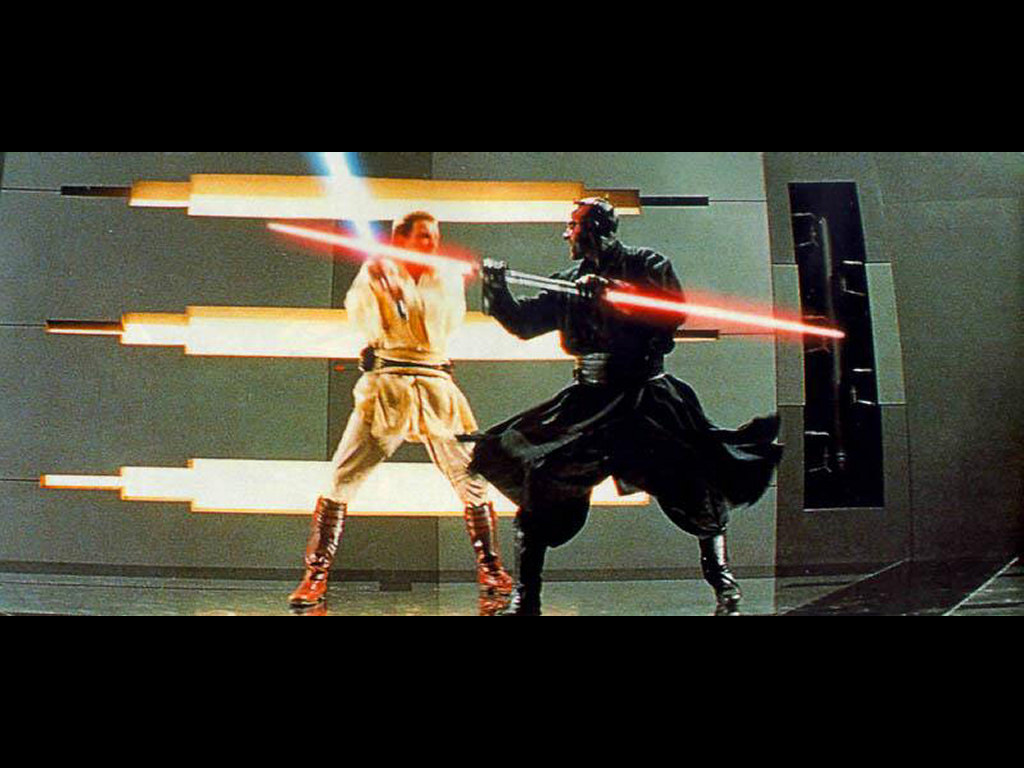 Star Wars Wallpaper - Darth Maul Fighting Obiwan - HD Wallpaper 