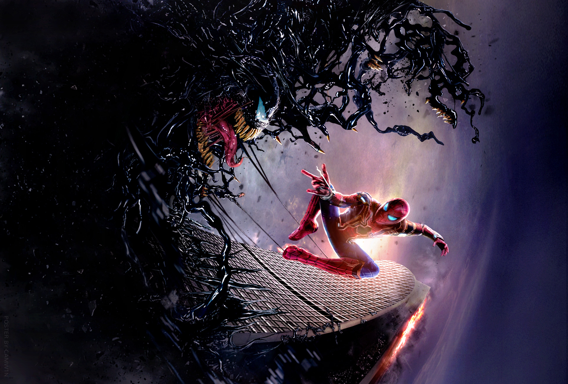 Spiderman Vs Venom Background - HD Wallpaper 