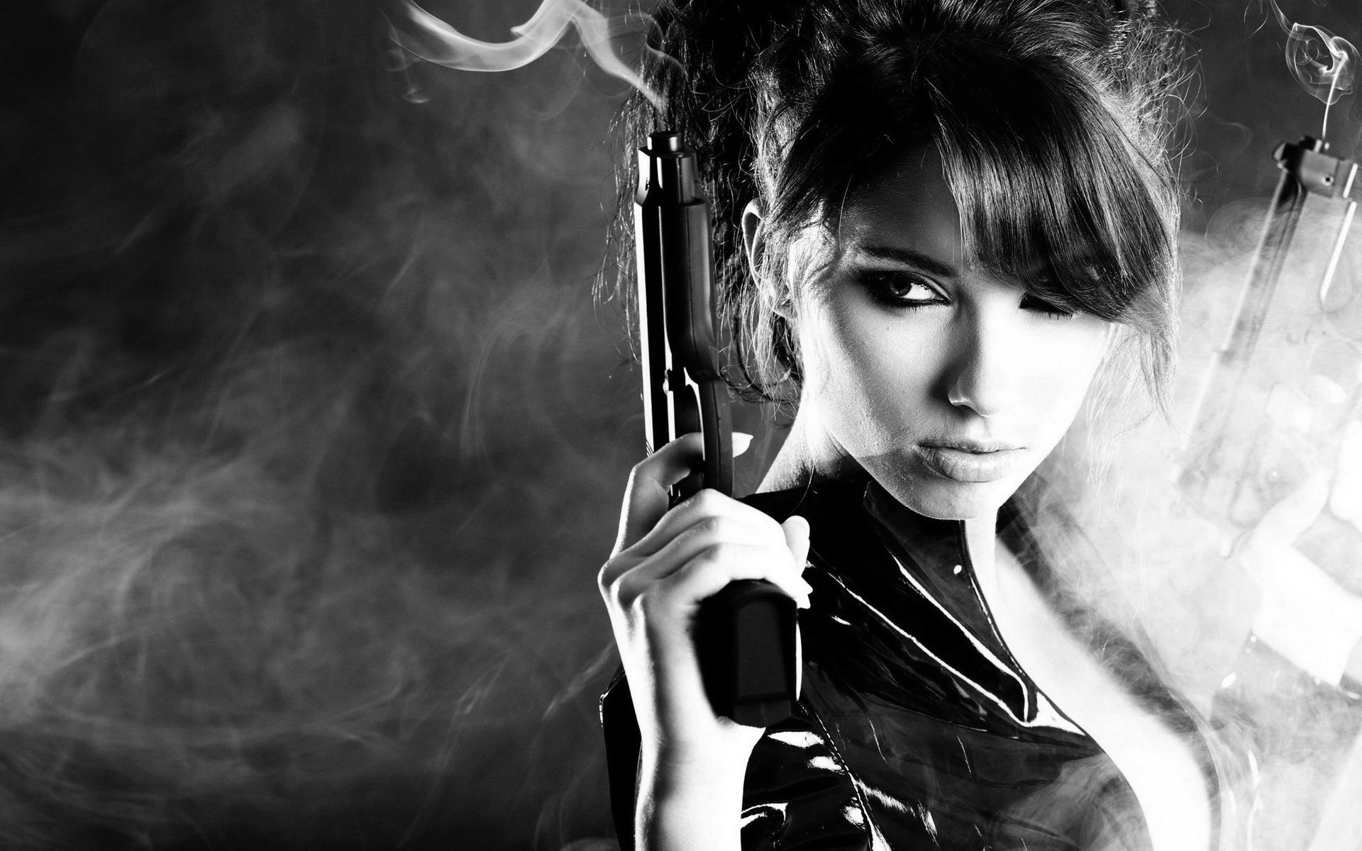 Girl & Gun Wallpaper - Girl With A Smoking Gun - HD Wallpaper 