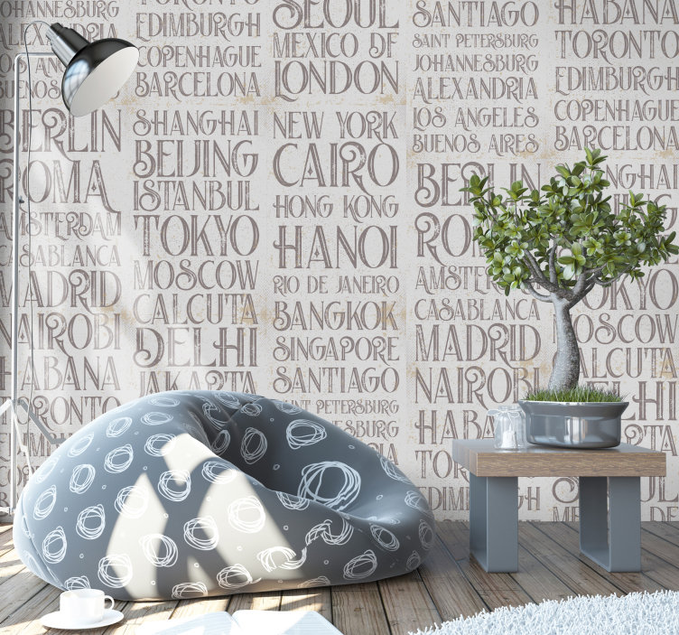 Pared Con Nombres Ciudades - HD Wallpaper 