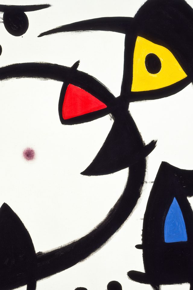 Fine Art Abstract Joan Miro Blue Classic Paint Art - Joan Miro Two Persons And A Bird - HD Wallpaper 