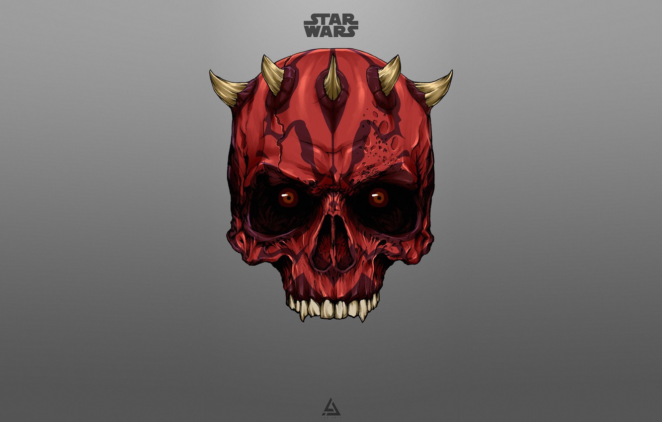 Photo Wallpaper Minimalism, Figure, Star Wars, Dark, - Darth Maul Skull Art - HD Wallpaper 