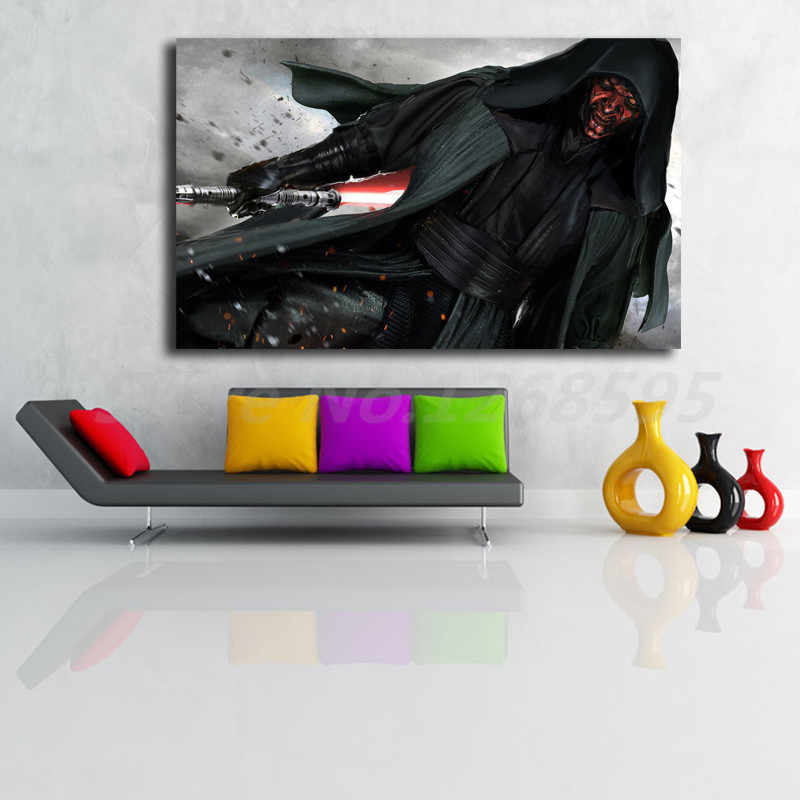 Star Wars Darth Maul Hd Wallpaper Wall Art Canvas Poster - Painting - HD Wallpaper 