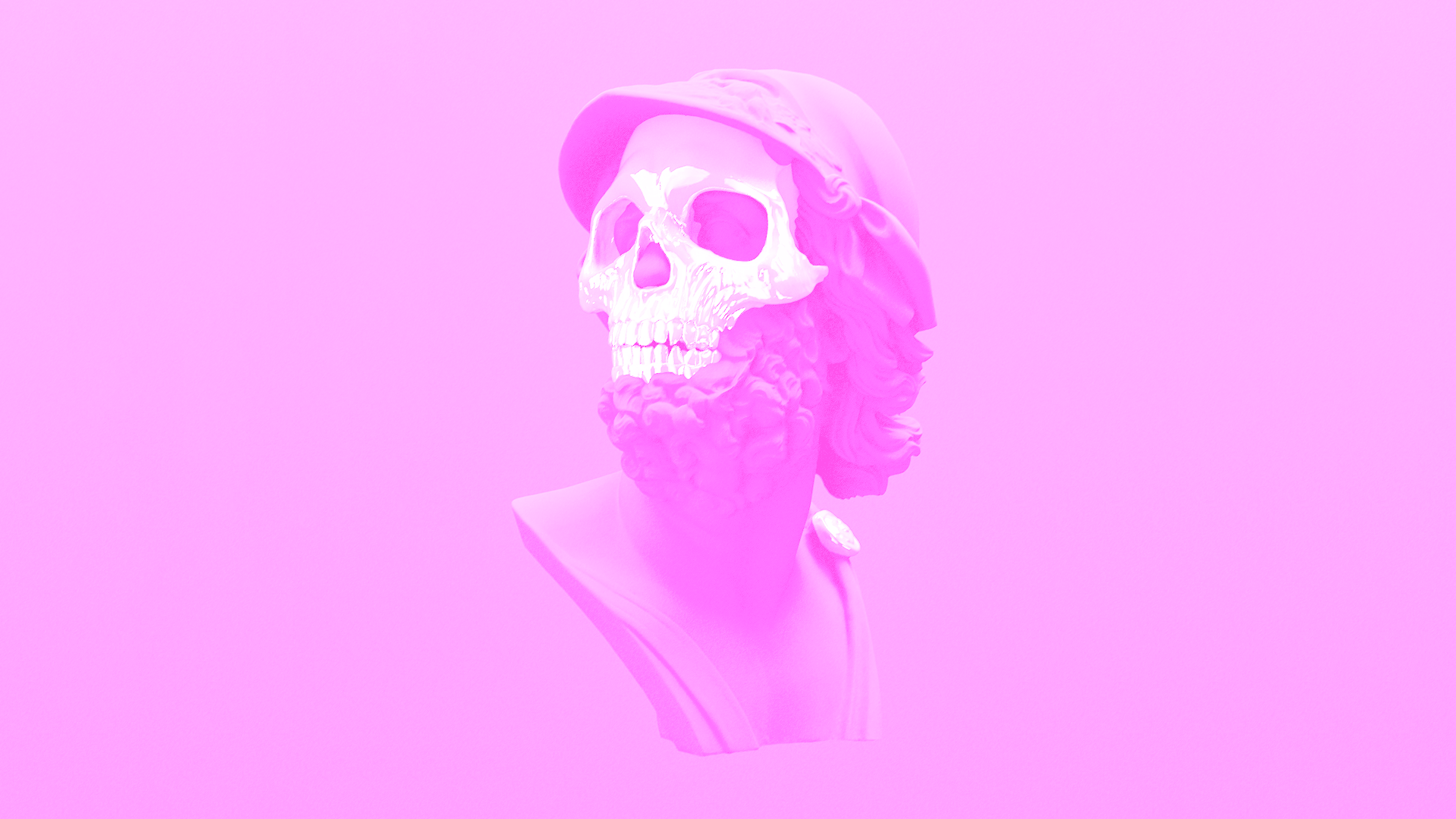 Vaporwave Wallpaper Skull - HD Wallpaper 