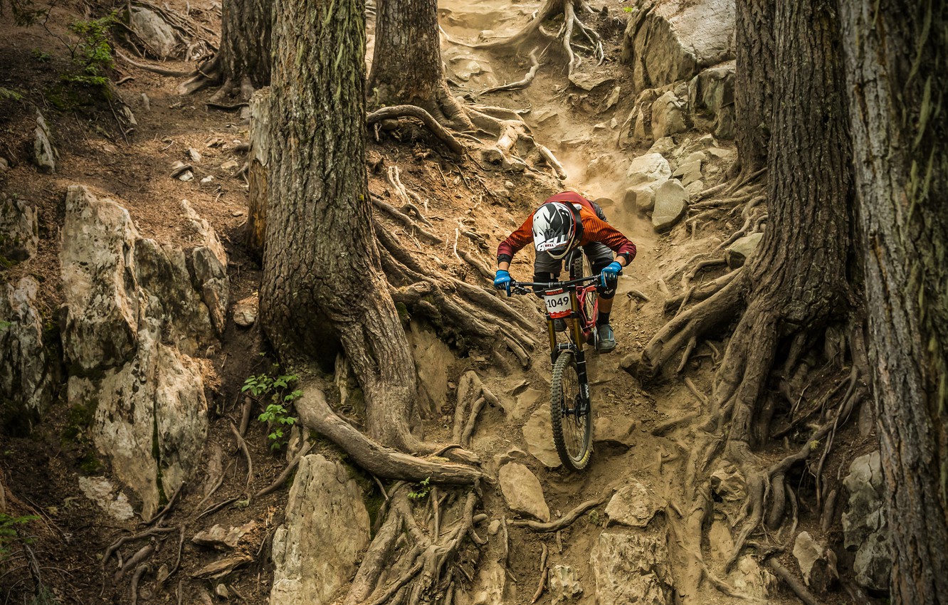 Photo Wallpaper Race, Track, Cycling - Downhill Mountain Biking - HD Wallpaper 