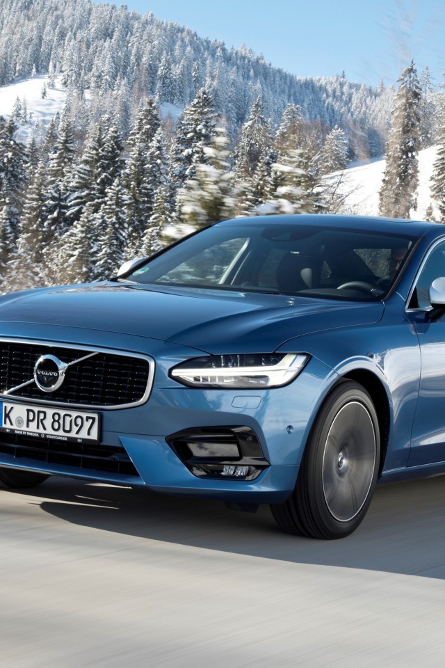 Volvo S90, Blue, Road, Snow, Luxury, Cars - Volvo S90 - HD Wallpaper 