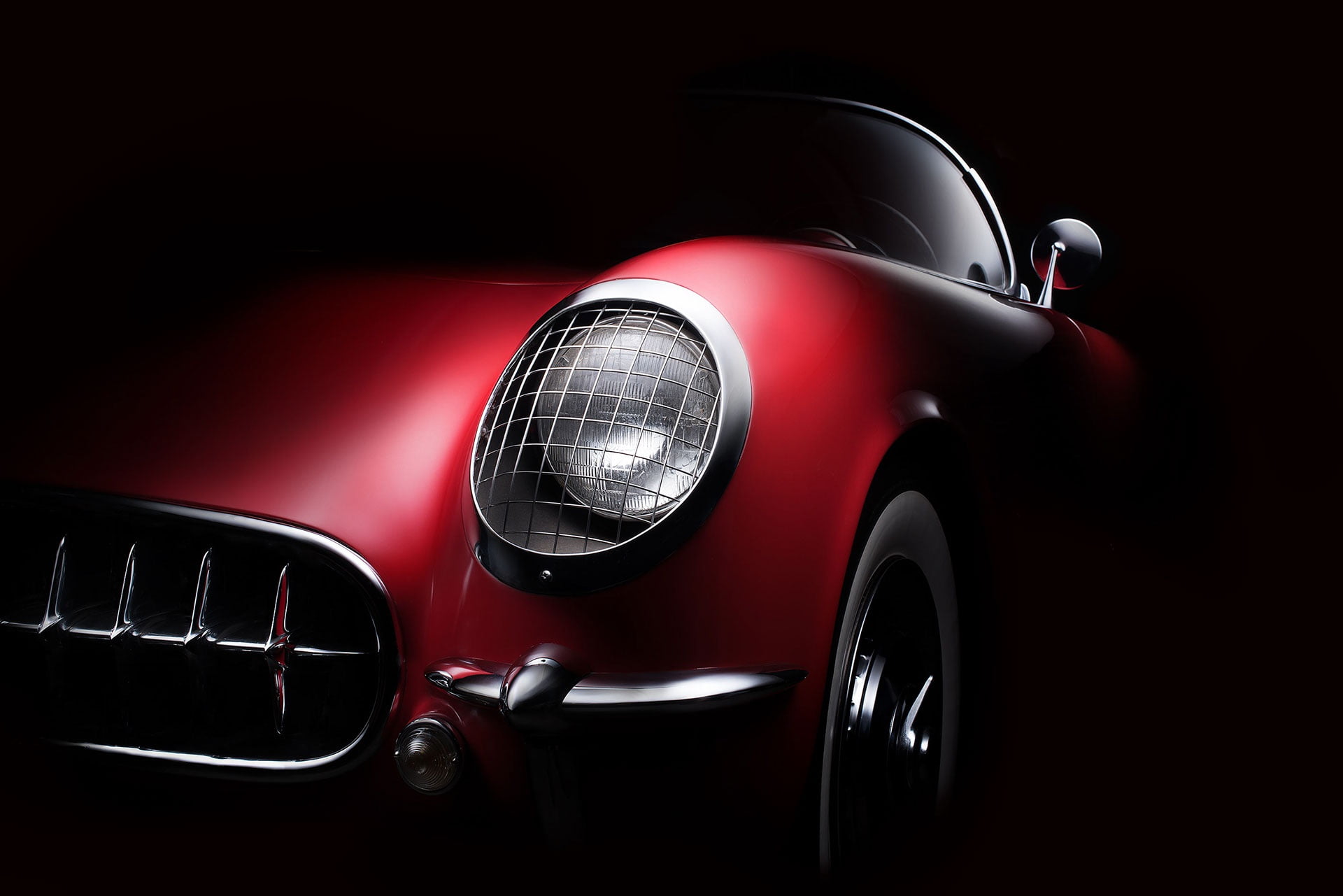 Red Car Dark Background - HD Wallpaper 