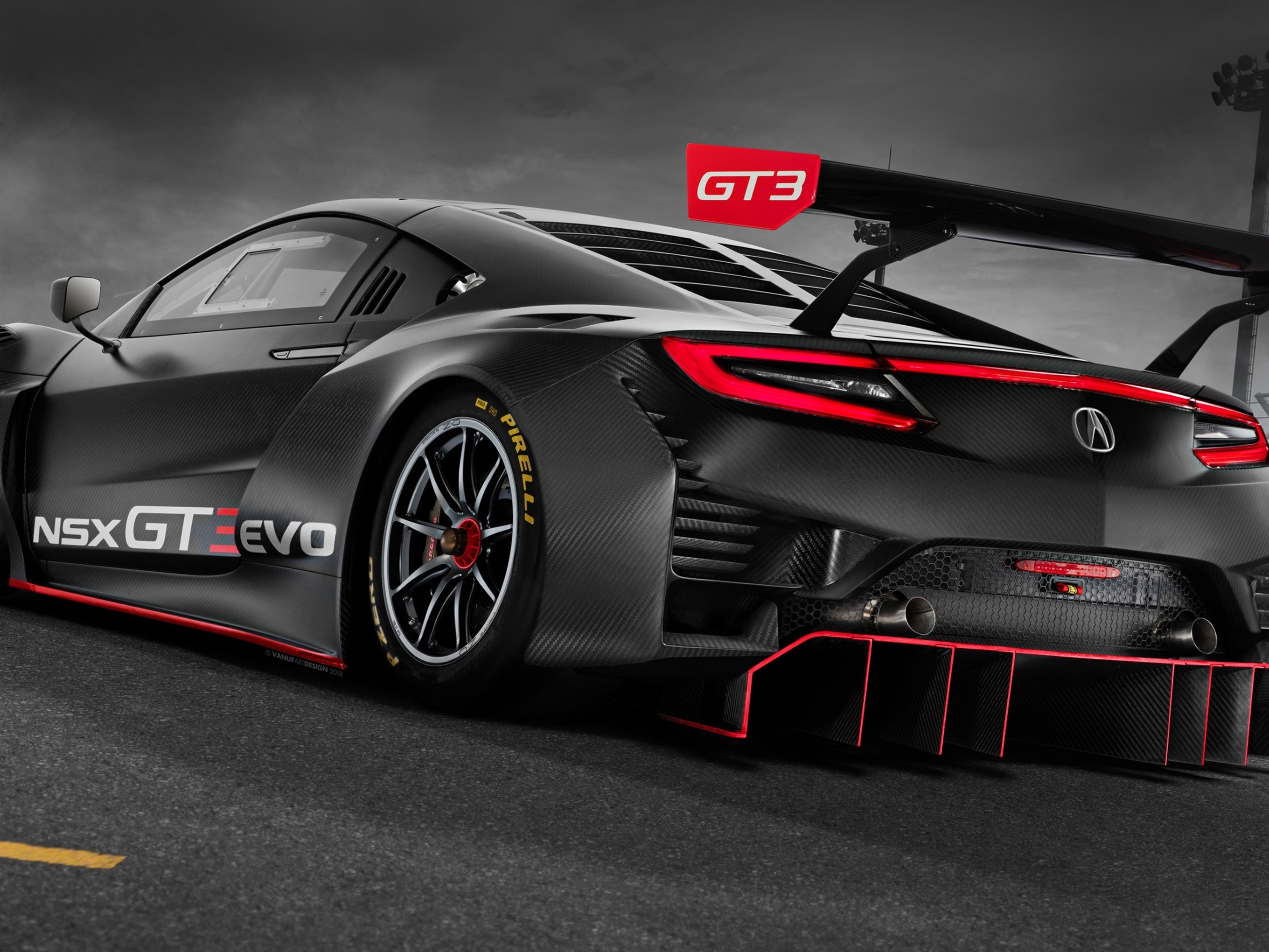 Acura Nsx Gt3 Evo, Racing Cars, Dark Clouds - Acura Nsx Gt3 2019 - HD Wallpaper 