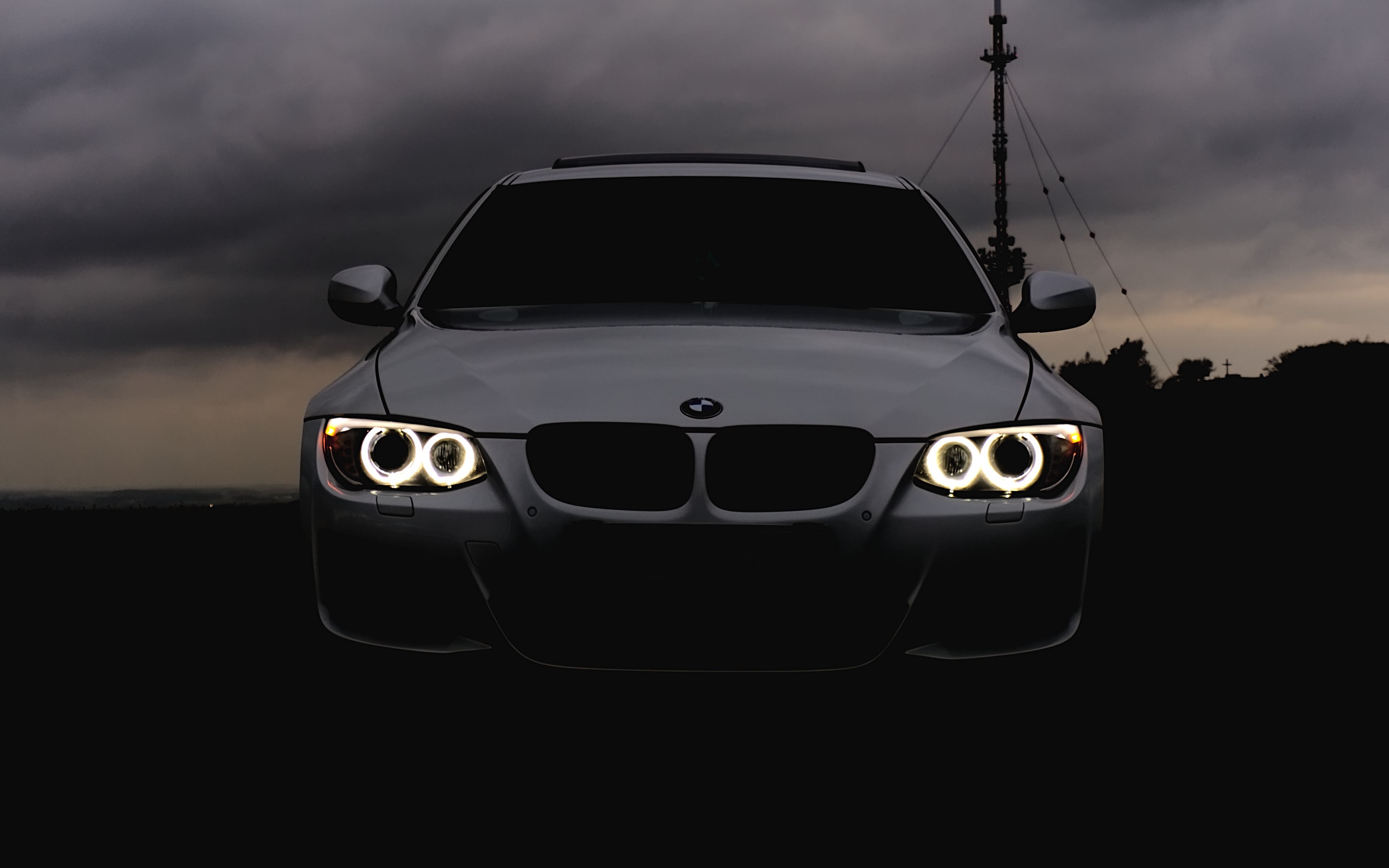 Wallpaper Bmw, Headlights, Car, Cloudy, Overcast - Car Headlight Wallpapers Hd - HD Wallpaper 