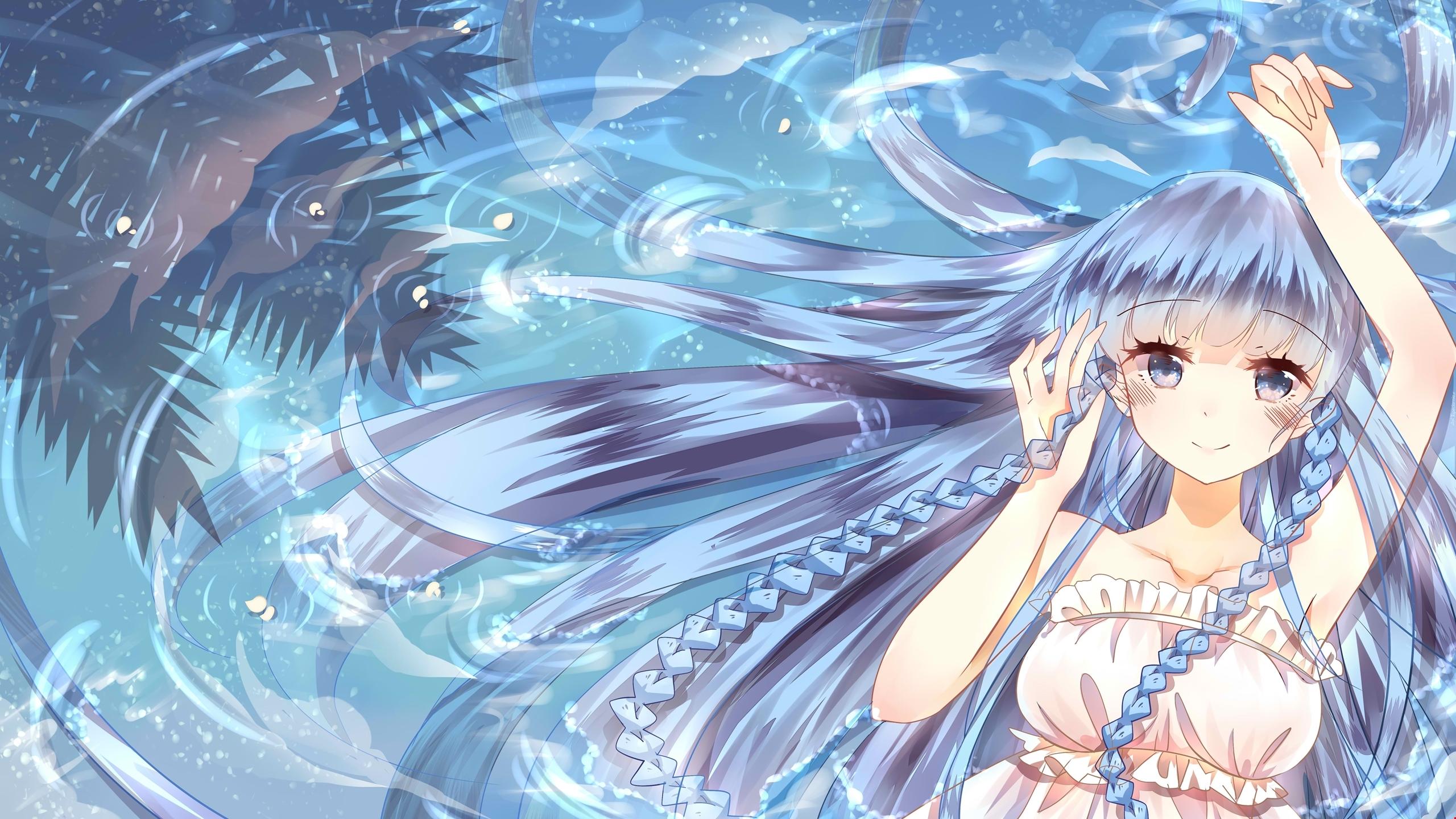 6k Wallpapers - Anime Girl On Water - HD Wallpaper 