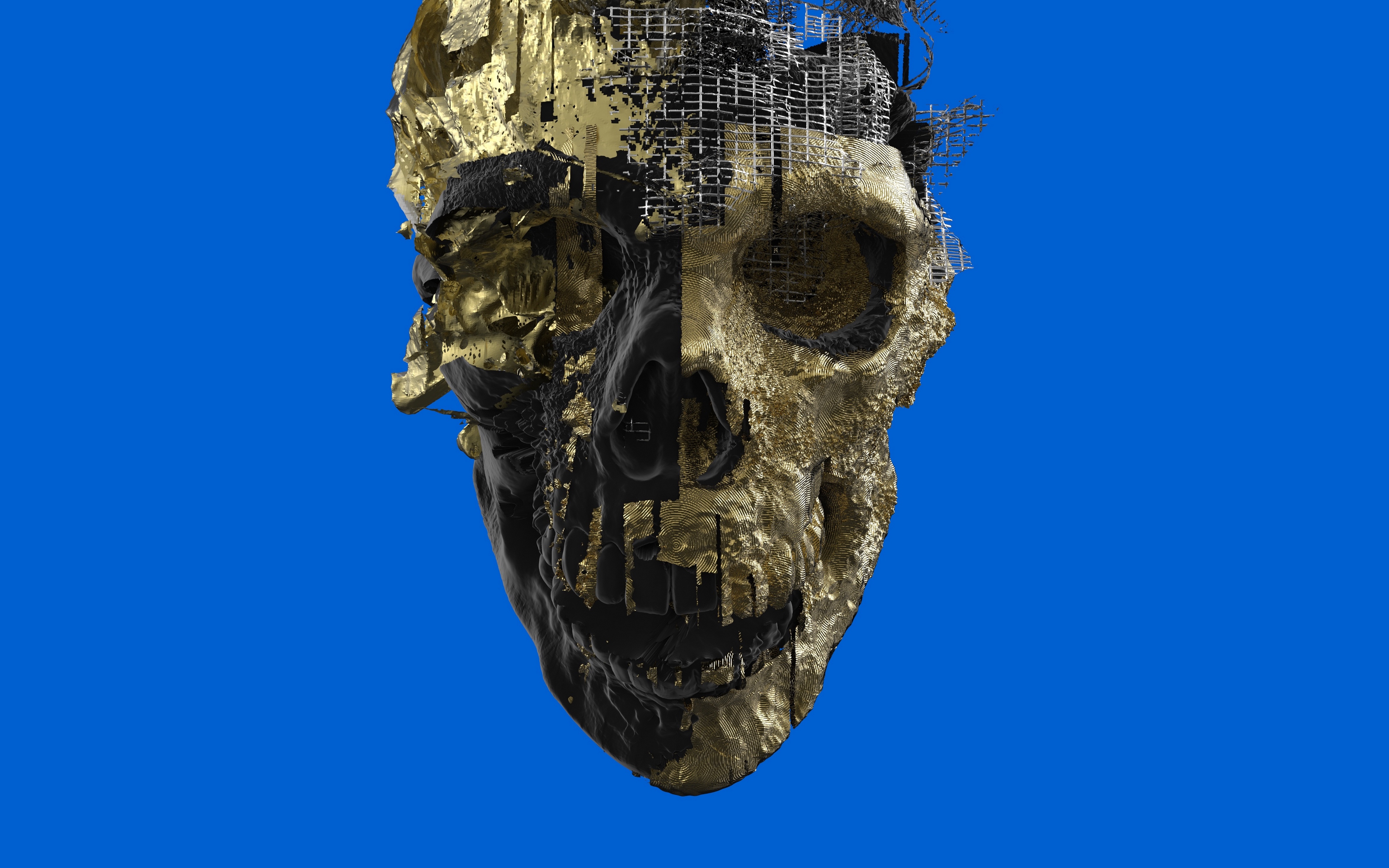 Wallpaper Skull, Paint, Golden, Skeleton, 3d - Череп Фото Скелет 1080 - HD Wallpaper 