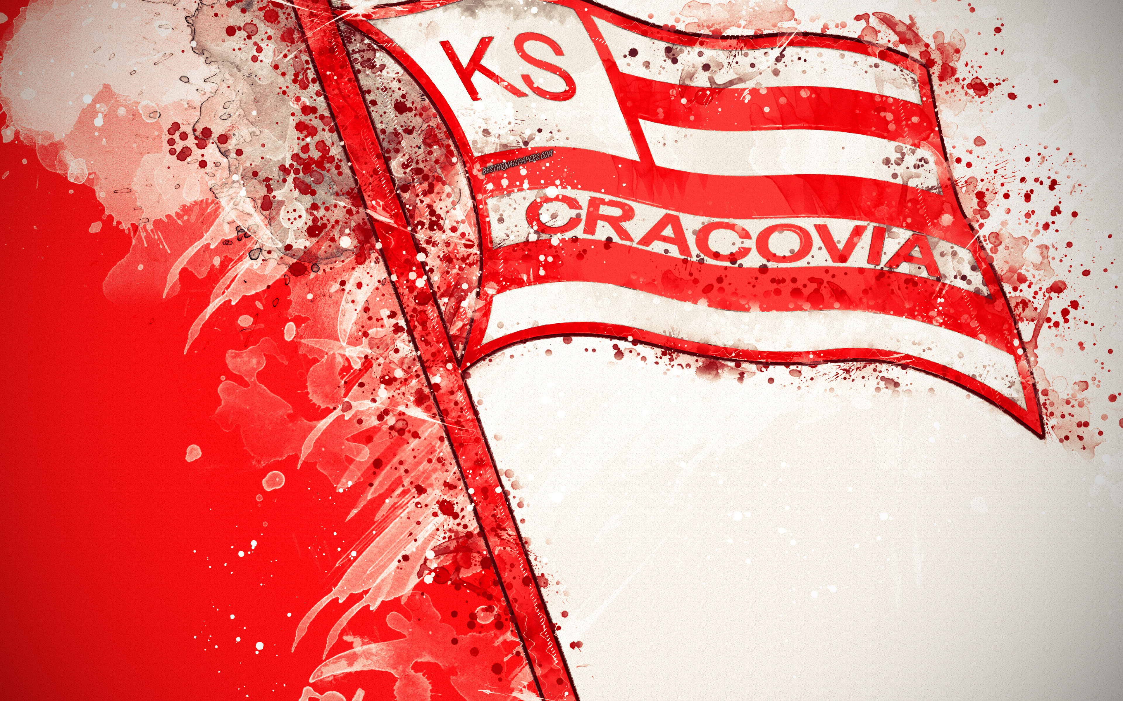 Ks Cracovia, 4k, Paint Art, Logo, Creative, Polish - Ks Cracovia - HD Wallpaper 