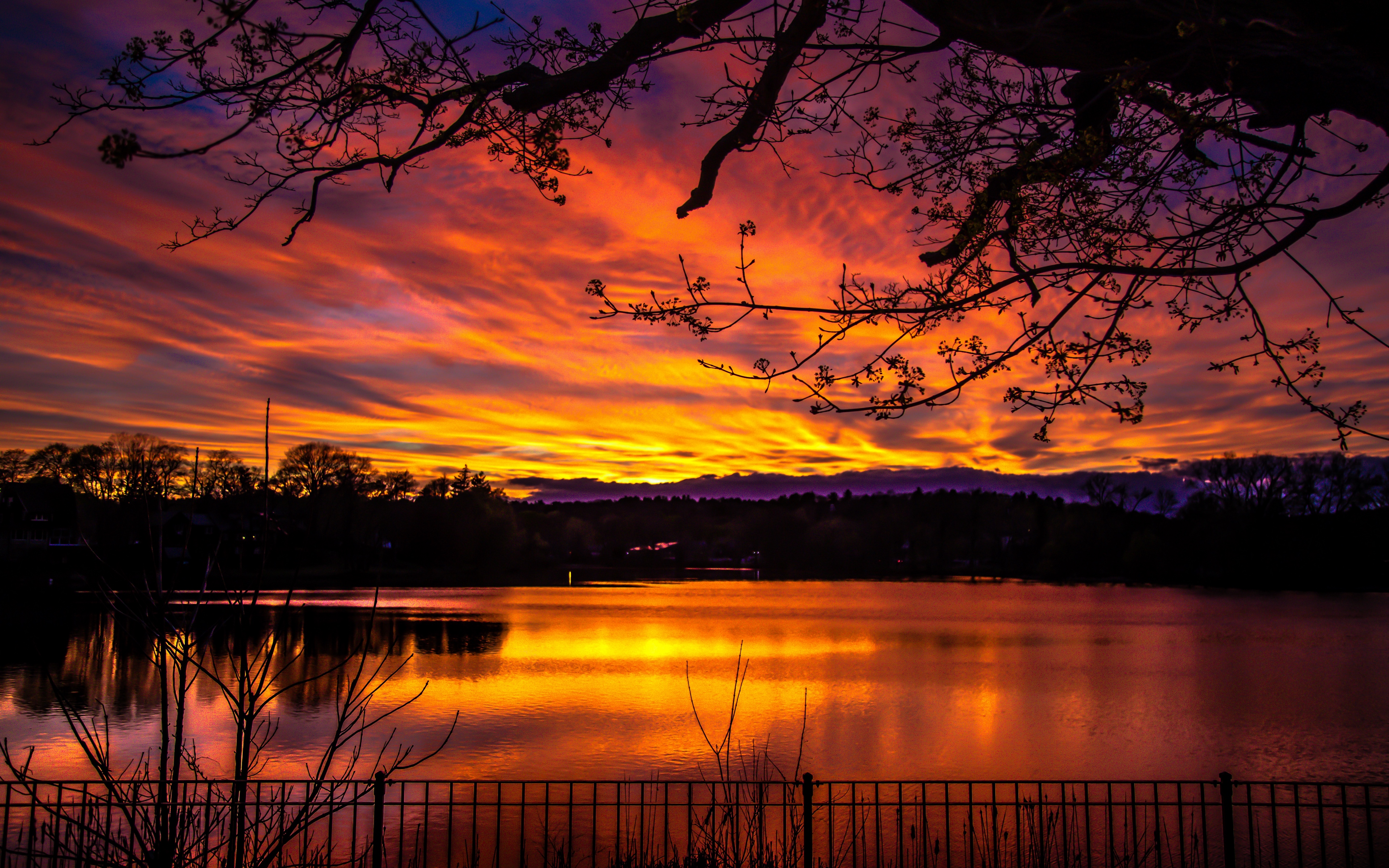 Wallpaper Lake, Sunset, Dusk, Dark, Nature - Nature Image Sunset Download - HD Wallpaper 