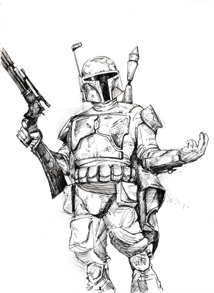 Jedistarkiller2s Art Updated Sept - Boba Fett Coloring Page - HD Wallpaper 