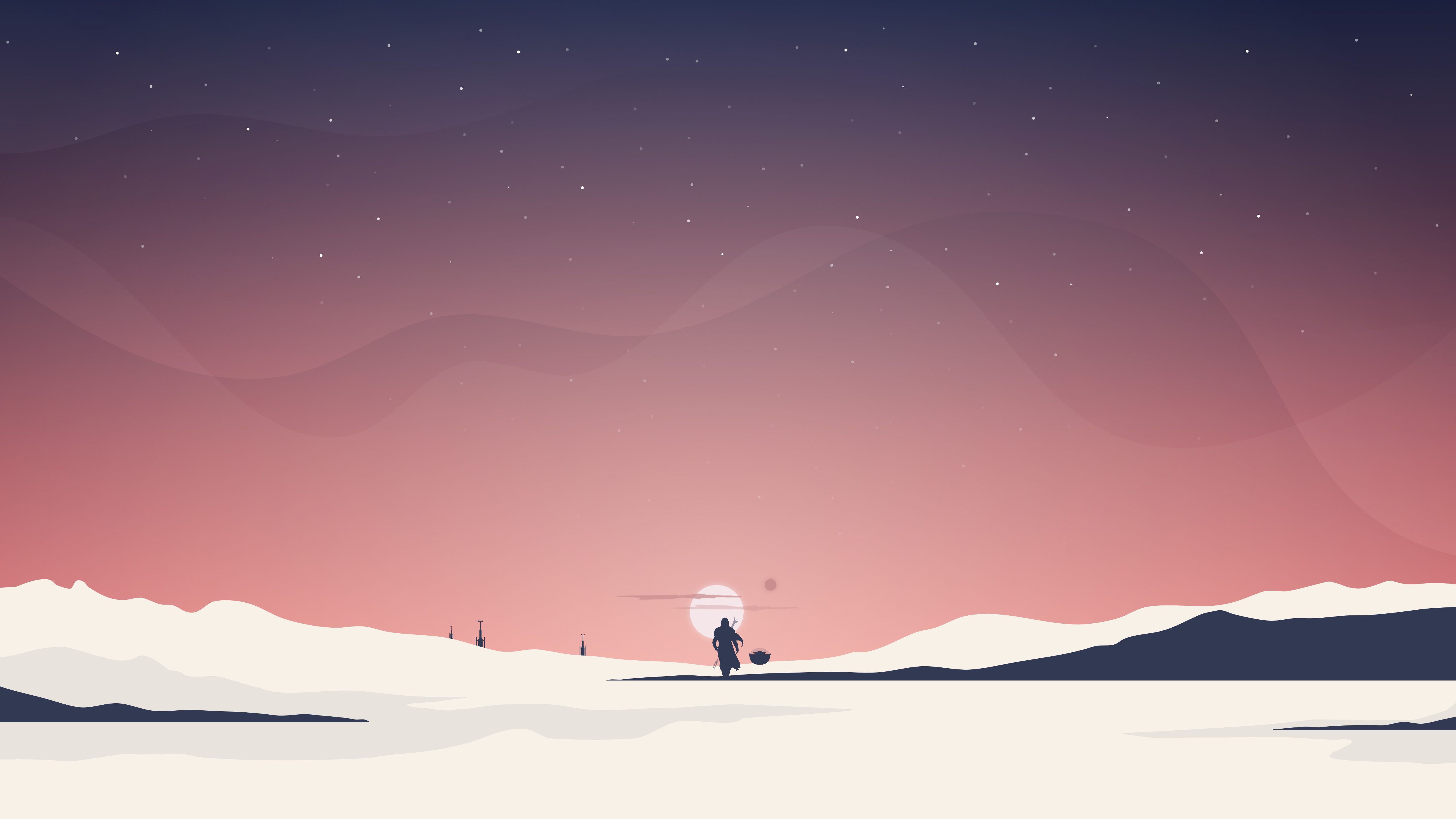 The Mandalorian Minimalist - Snow - HD Wallpaper 