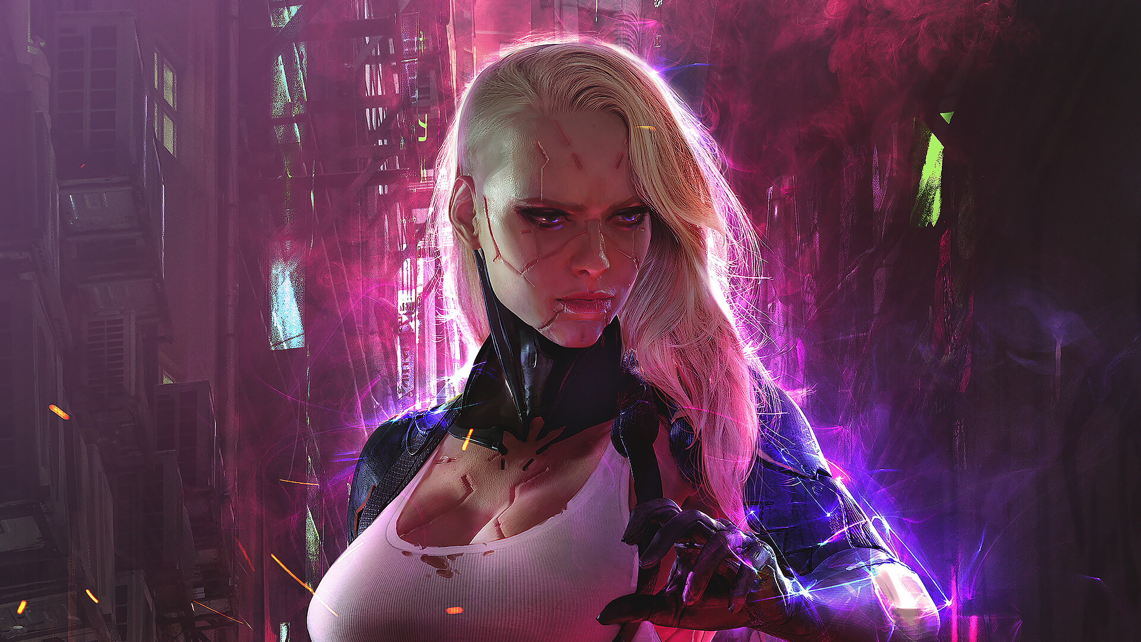 Cyberpunk, Girl, Sci-fi, 4k, - Cyberpunk 2077 Fan Art - HD Wallpaper 