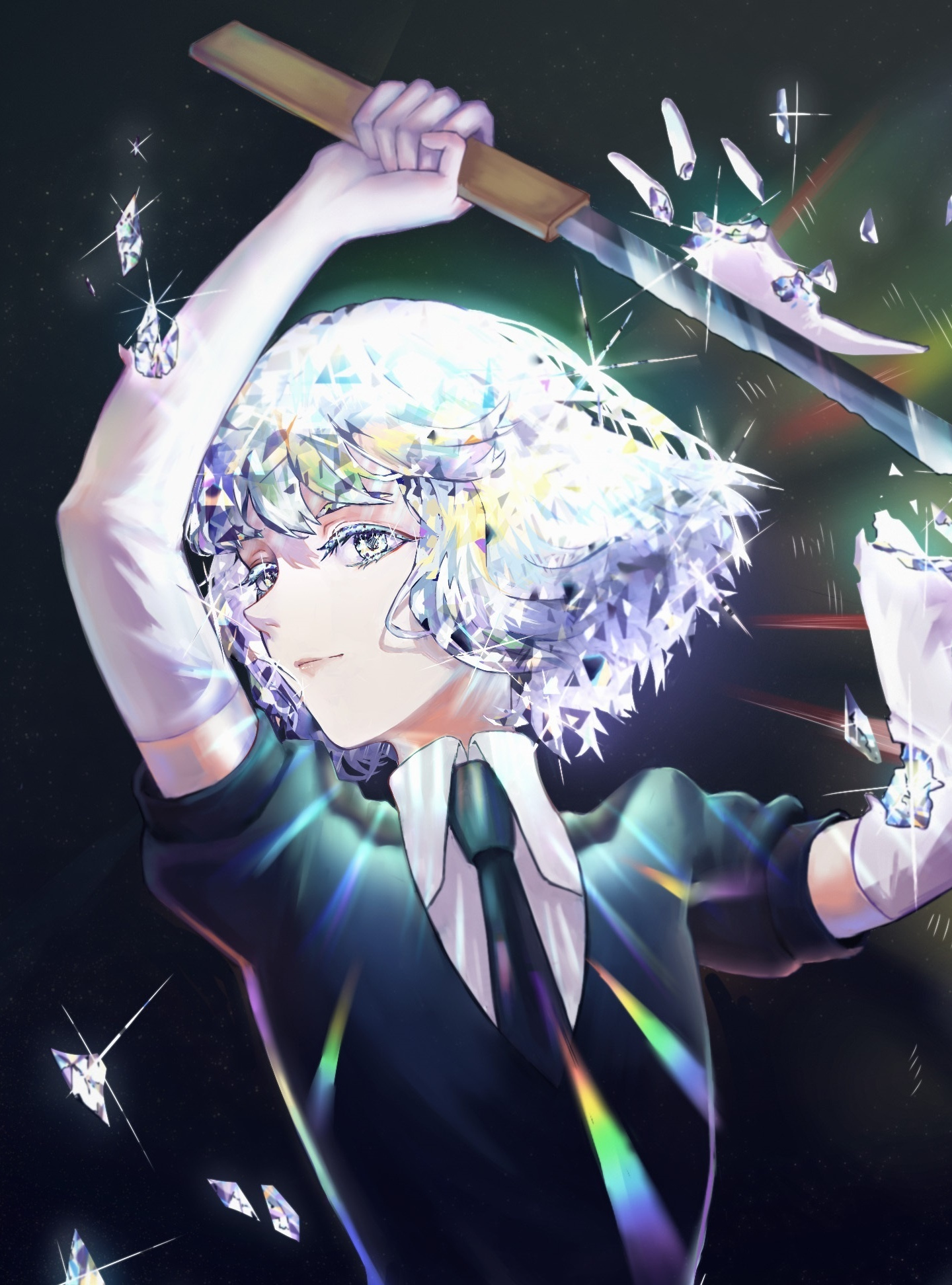 Diamond, Houseki No Kuni, Arms Up, Sword, Wallpaper - Diamond Houseki No Kuni - HD Wallpaper 