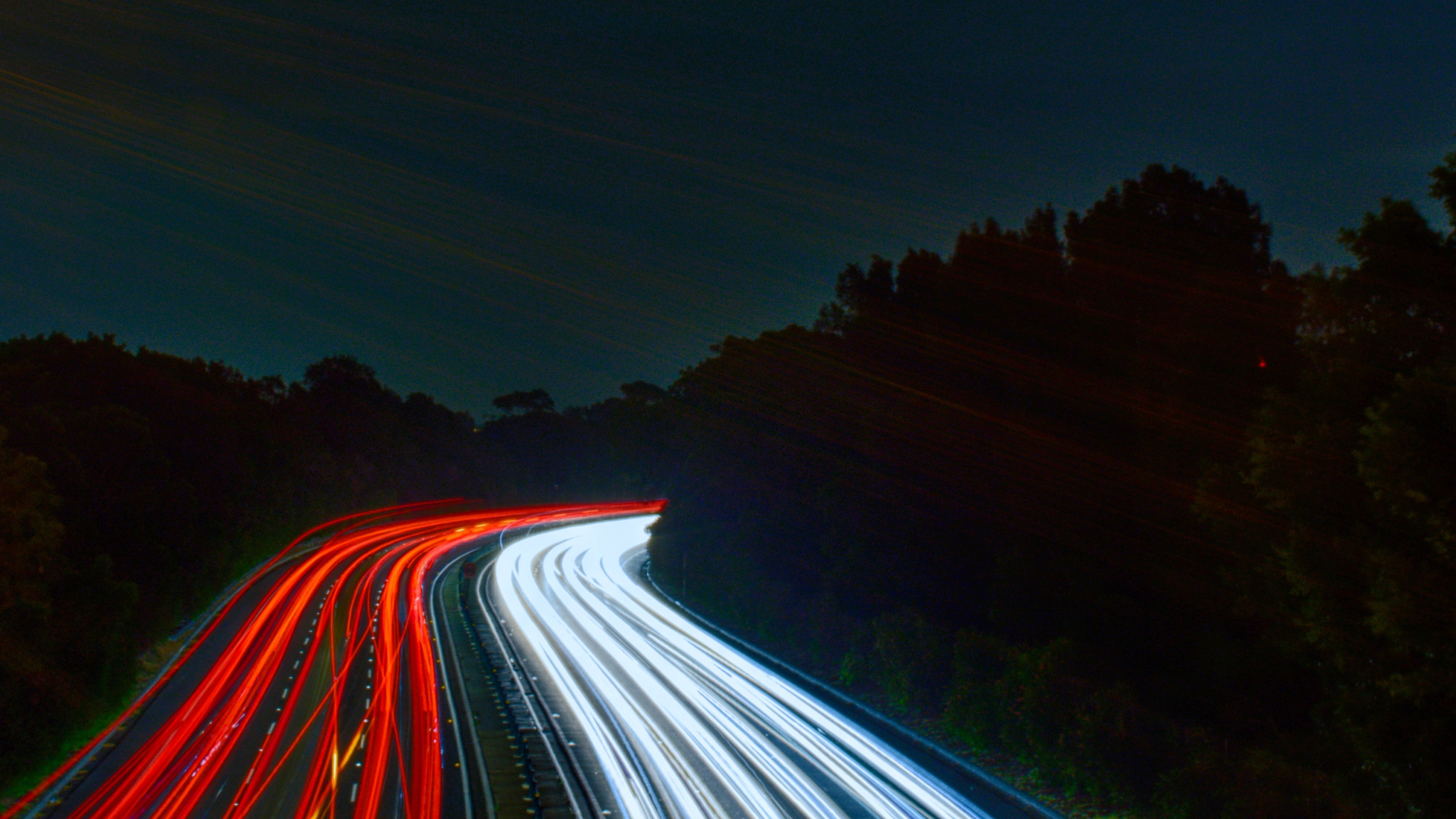 Wallpaper Road, Long Exposure, Turn, Night, Lights - Mobile Phone - HD Wallpaper 