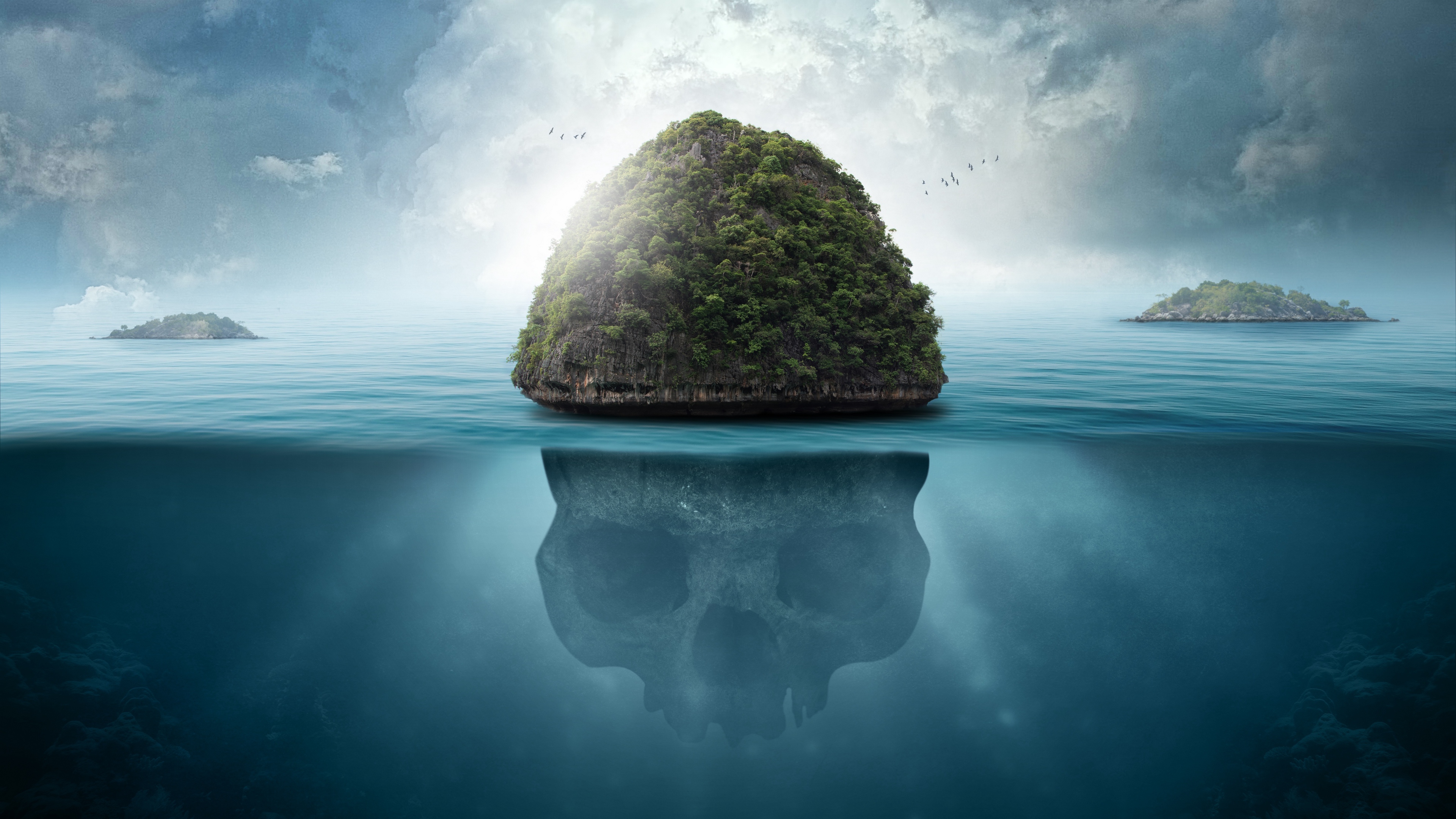 Wallpaper Island, Skull, Underwater, Secrets - Best Island Wallpaper 4k - HD Wallpaper 