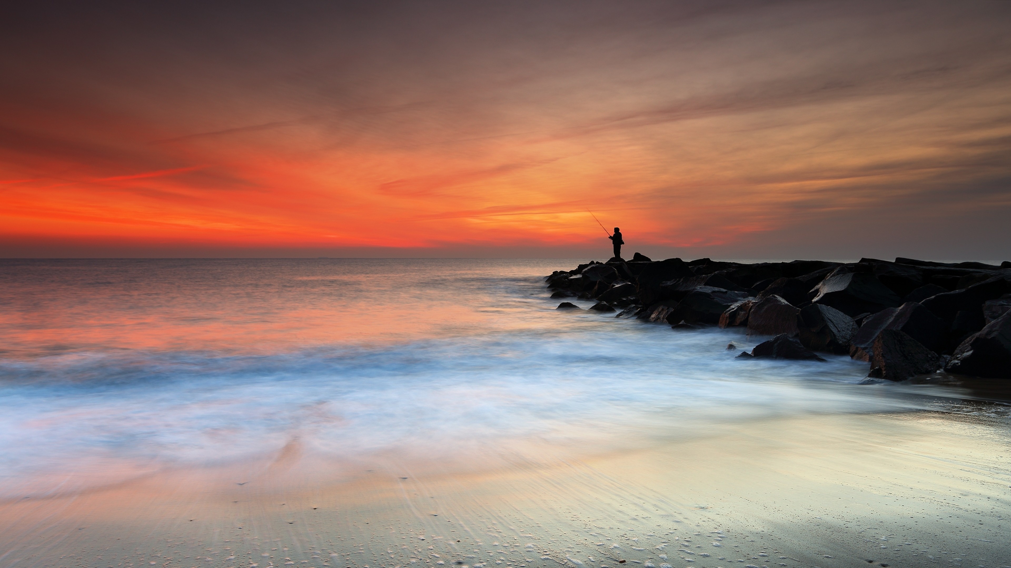 4k Ocean Wallpapers High Quality - Monmouth Beach Sunset - HD Wallpaper 