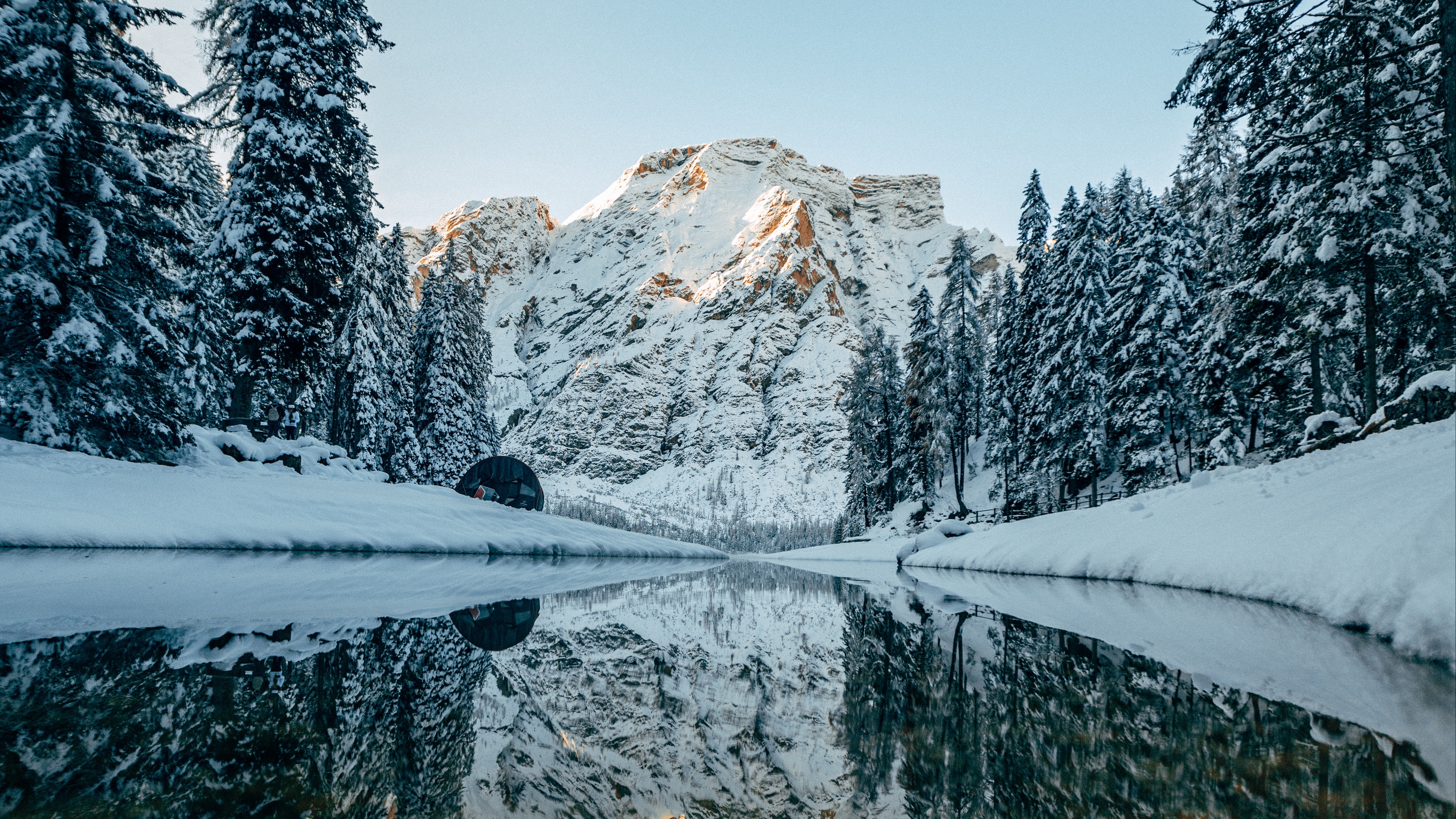 Wallpaper River, Mountain, Snow, Winter, Nature - Winter Nature Wallpaper Hd - HD Wallpaper 