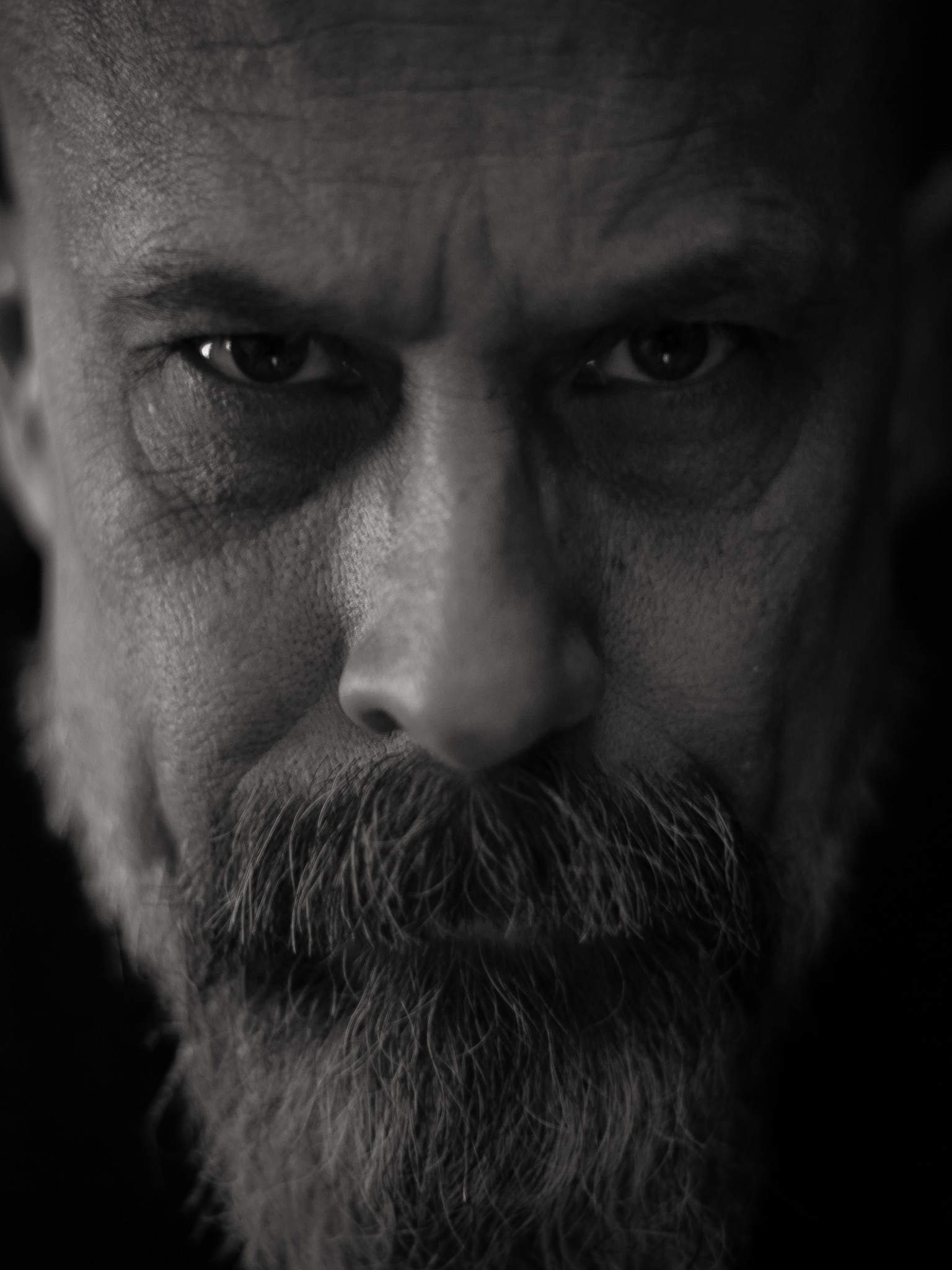 Man, Beard And Mustache, Monochrome, Face Portrait, - HD Wallpaper 