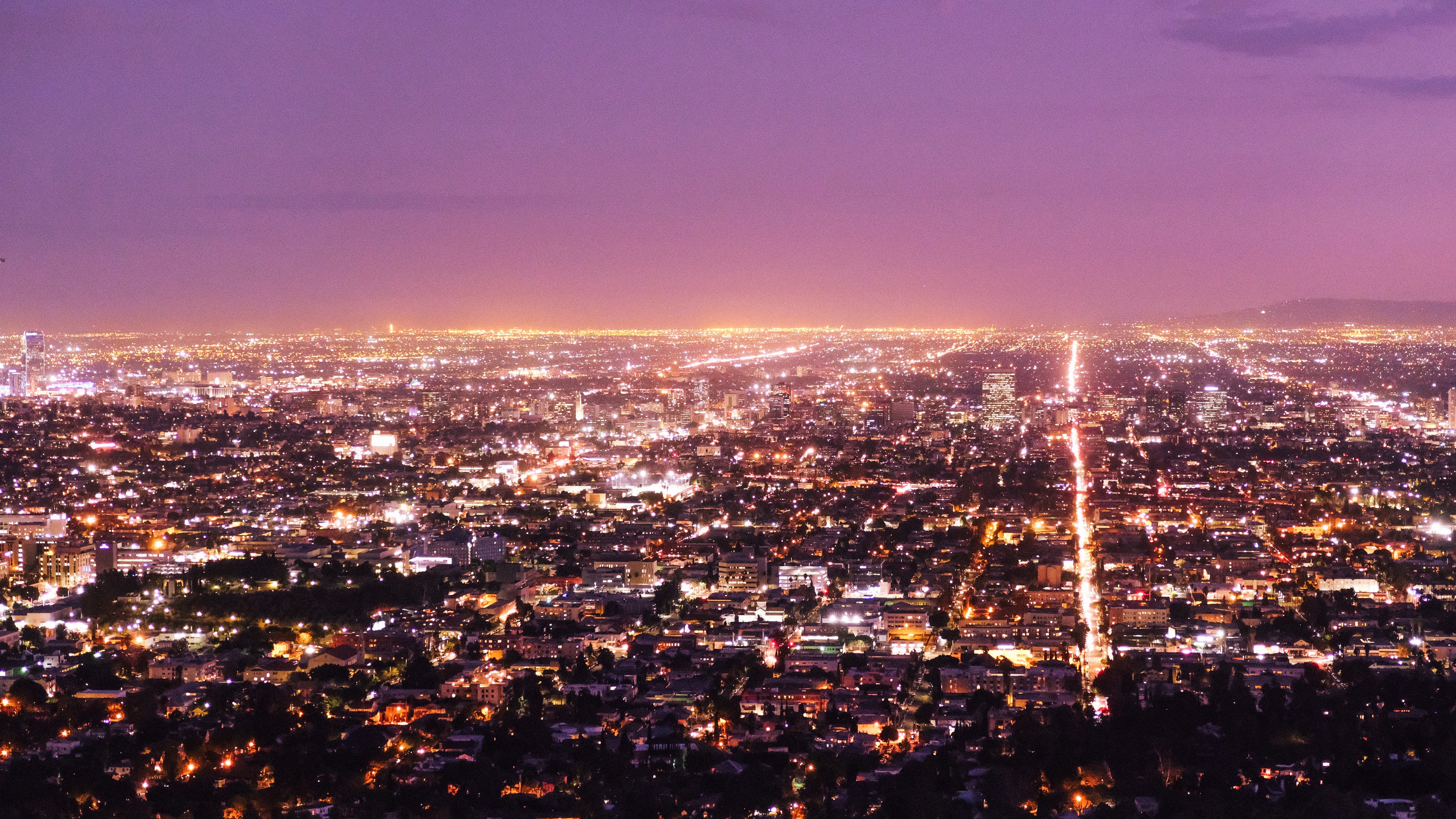 Wallpaper Los Angeles, City, Night, Lights, Top View, - Los Angeles - HD Wallpaper 