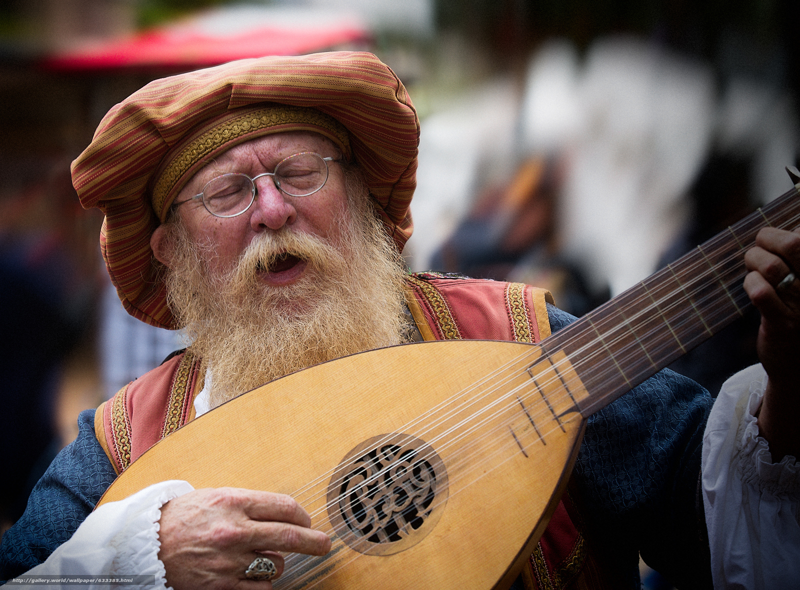 Download Wallpaper Lute, Musical Instrument, Old Man, - Man With A Lute - HD Wallpaper 
