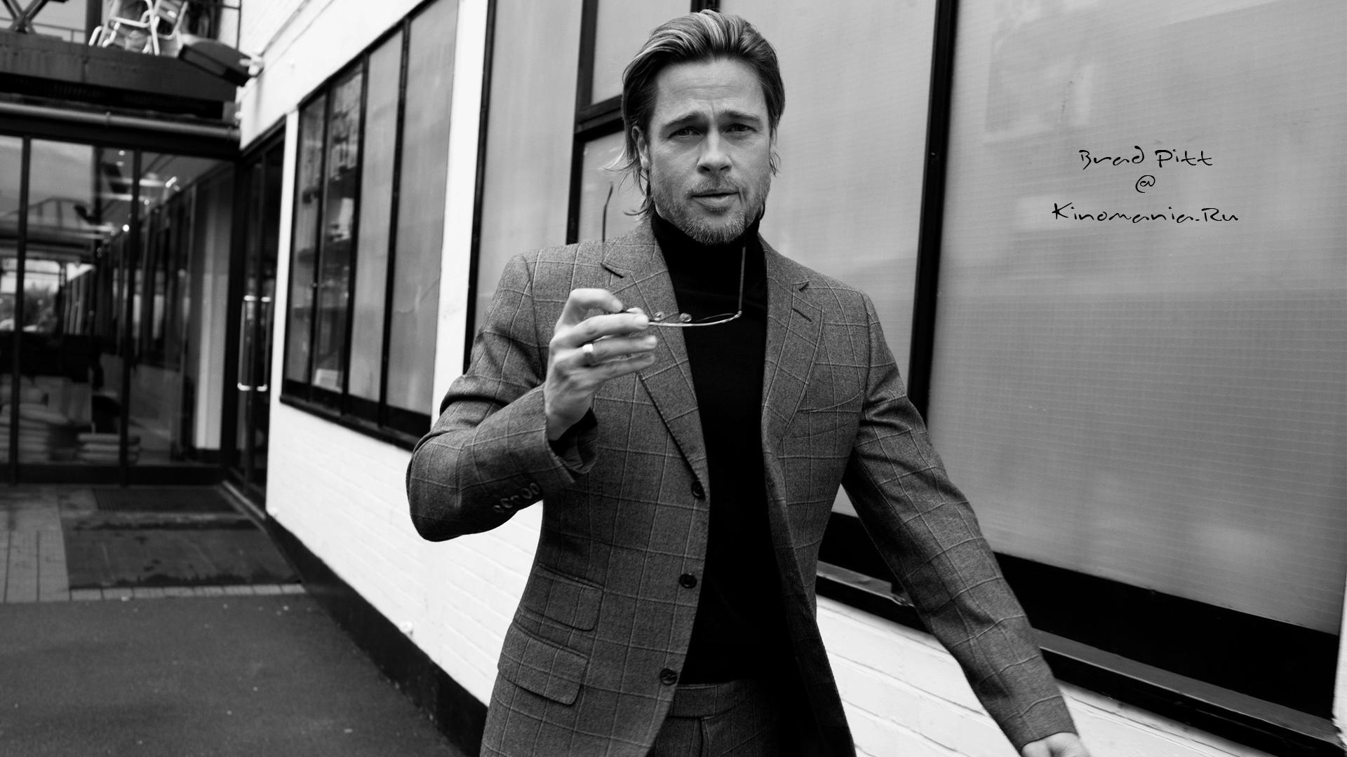 Wallpaper Brad Pitt Actor Black And White Fashionable - Brad Pitt - HD Wallpaper 
