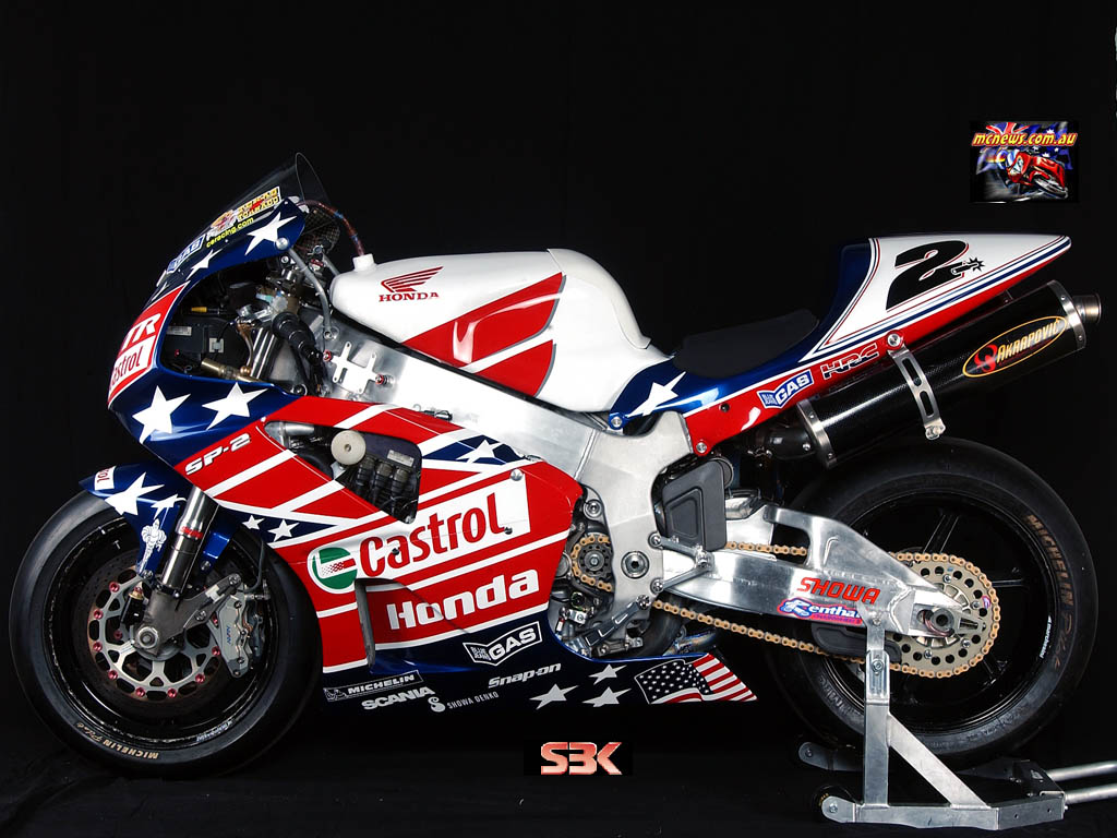 Motorcycles In Hd Red White Blue Honda Bike 157904 - Colin Edwards Stars And Stripes - HD Wallpaper 