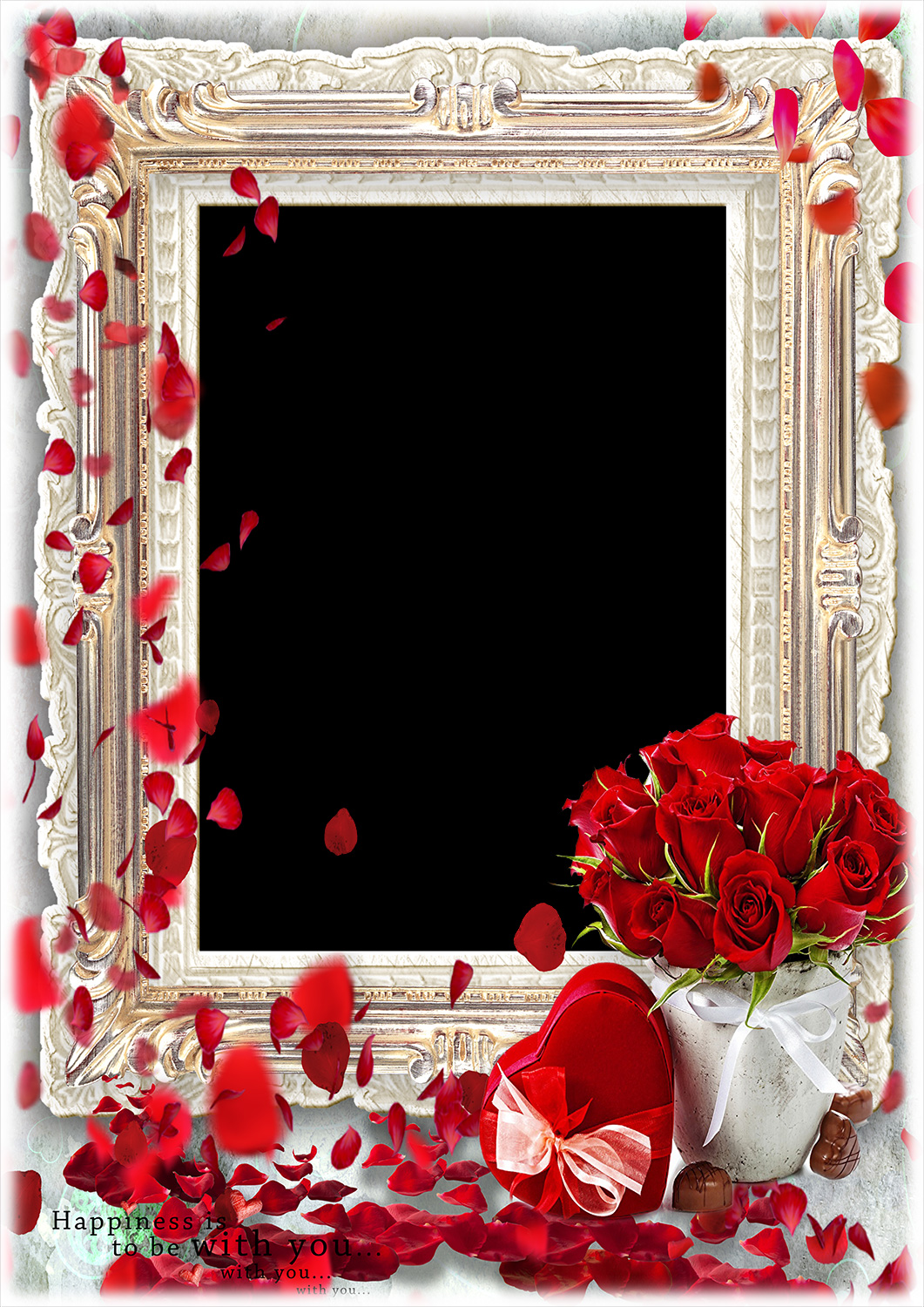 Red Hearts And Red Roses - Marcos Con Rosas Photoscape - HD Wallpaper 