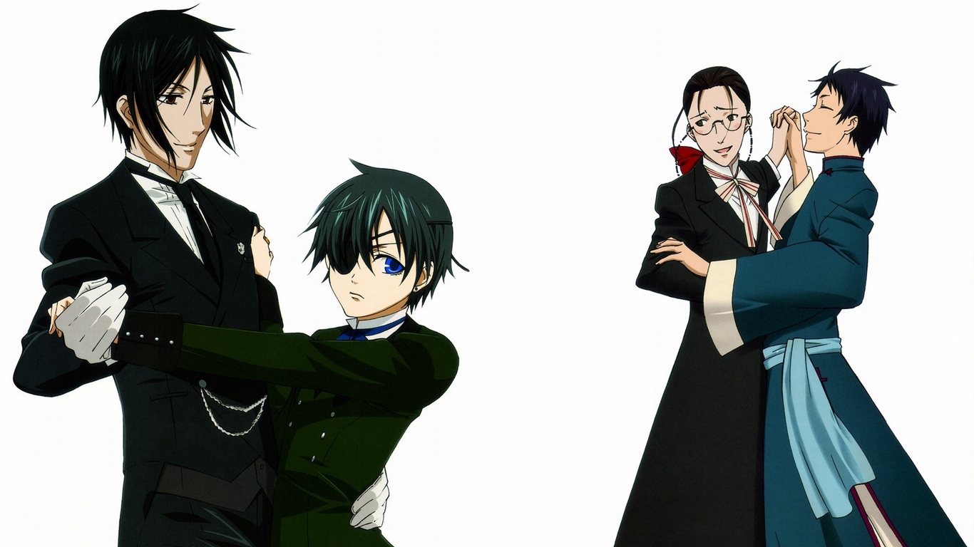 Wallpaper Sebastian Michaelis Ciel Phantomhive Grell Black Butler Sebastian Hate 1366x768 Wallpaper Teahub Io