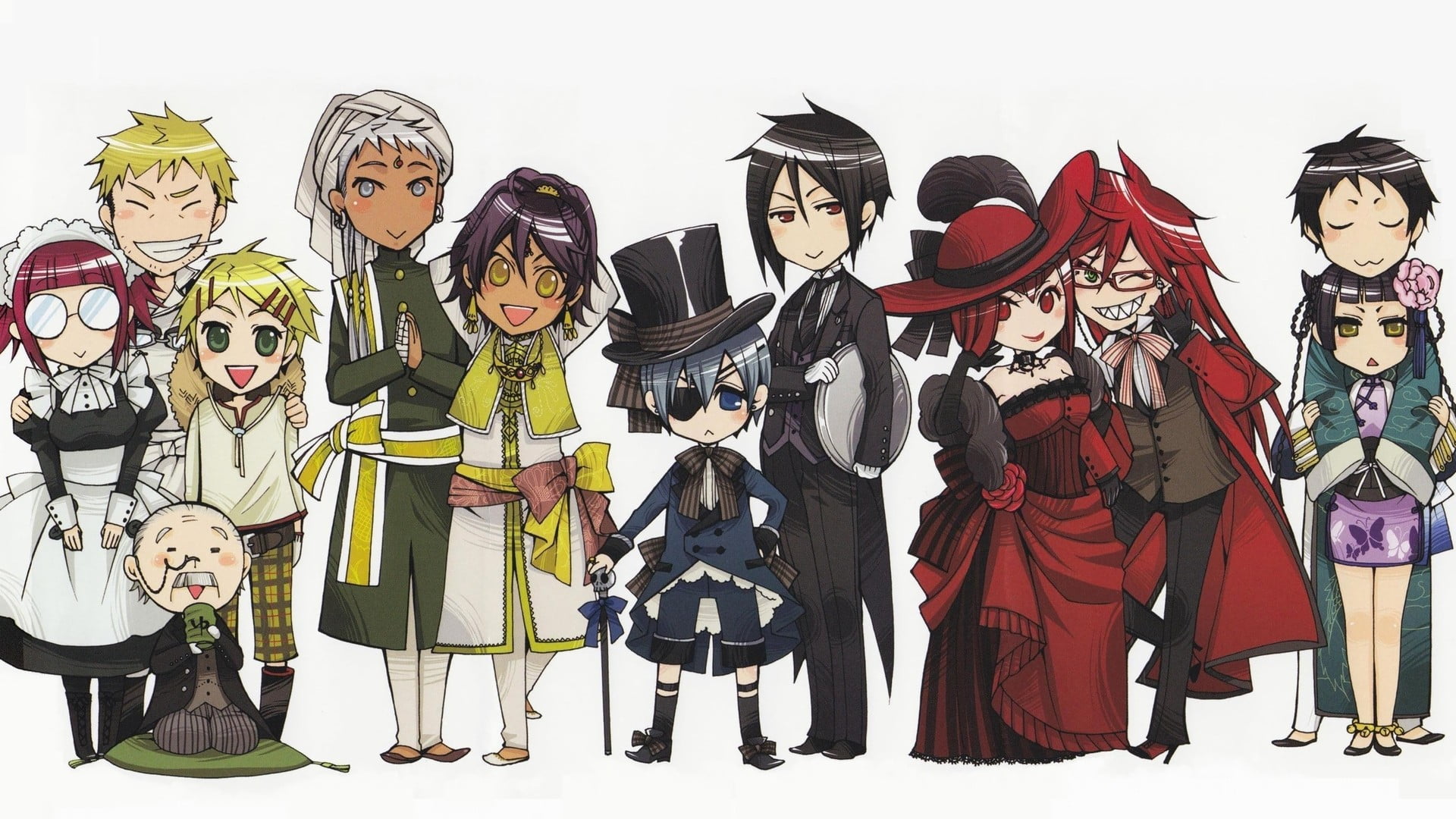 Black Butler Chibi Background - HD Wallpaper 