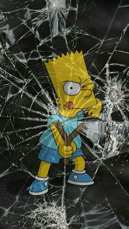 Bart Simpson Broken Screen - HD Wallpaper 
