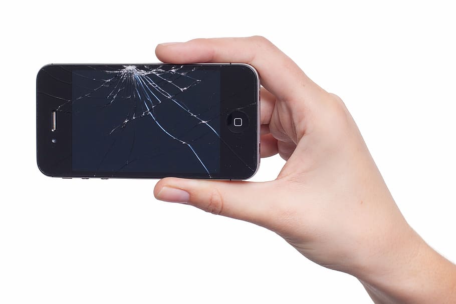 Person Holding Cracked Iphone 4, Apple, Display, Damage, - Mobile Touch Screen Damage - HD Wallpaper 